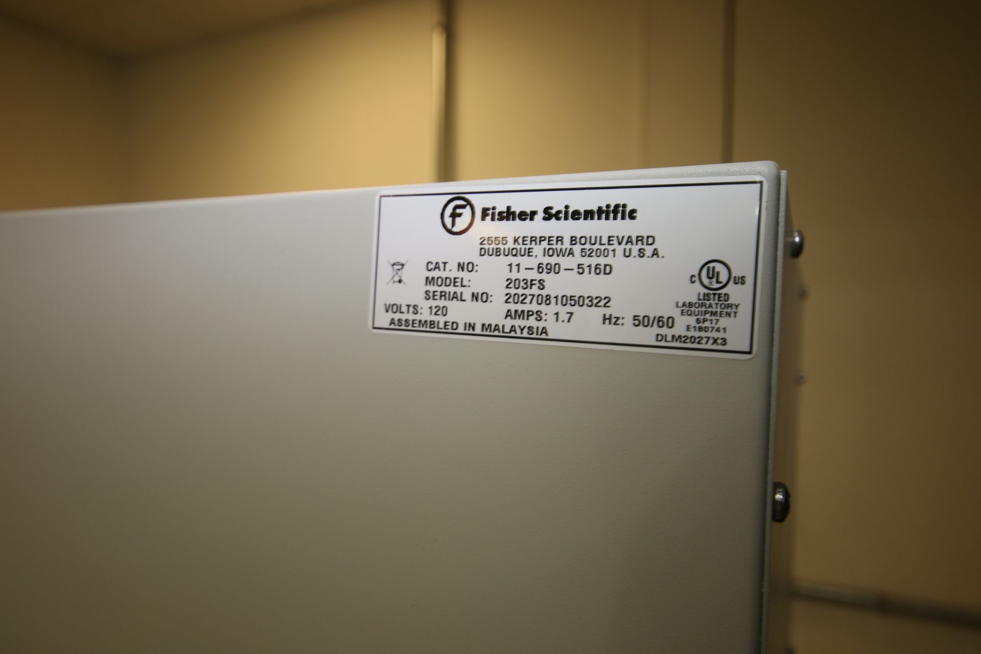 Fisher Scientific Isotemp, M/N 203FS, S/N 2027081050322, 120 Volts, S/S Interior - Image 3 of 3