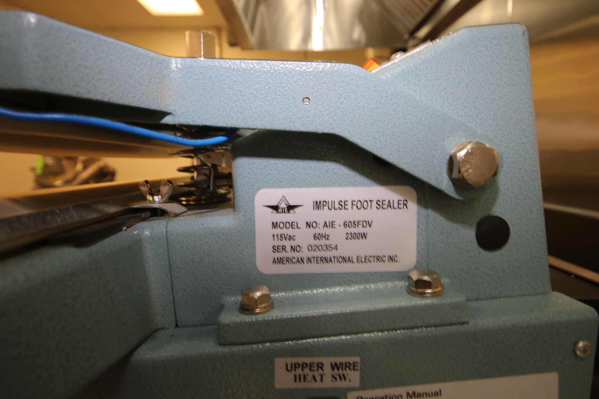 AIE Impulse Sealer, M/N AIE-605FDV, S/N 020354, with Foot Control, 24" L Jaws - Image 3 of 3