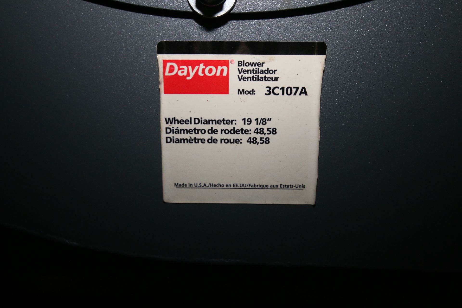 New in Crate Dayton 19" Blower, Model 3C107A - Image 3 of 5