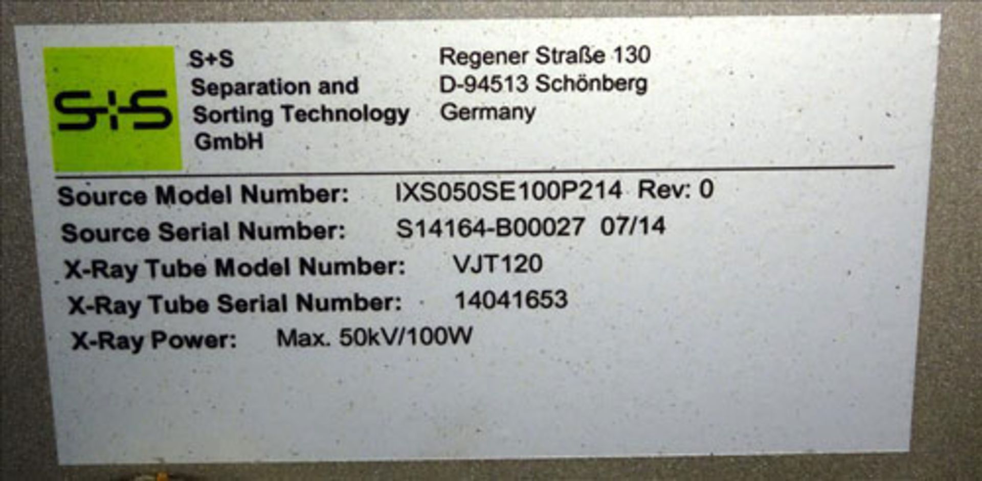 Sesotec Raycon X-Ray Food Inspection System, Type 450/100 US-INT 50. Serial # 11422018349-X. Has - Image 39 of 40