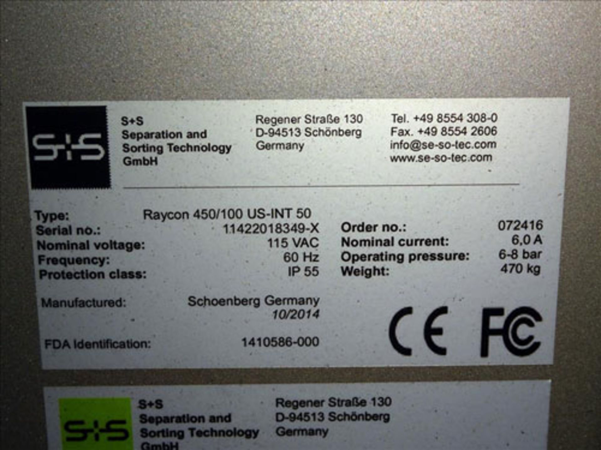 Sesotec Raycon X-Ray Food Inspection System, Type 450/100 US-INT 50. Serial # 11422018349-X. Has - Image 37 of 40