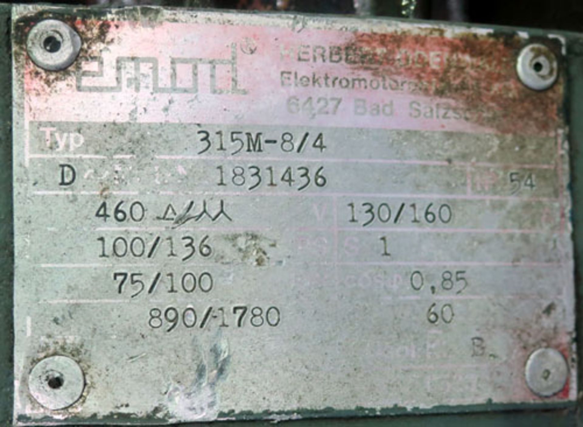 Emod motor, Type 315M-8/4. 3/60/460v, 890/1780 RPM 50/100 HP. Serial # 1831436. - Image 9 of 9