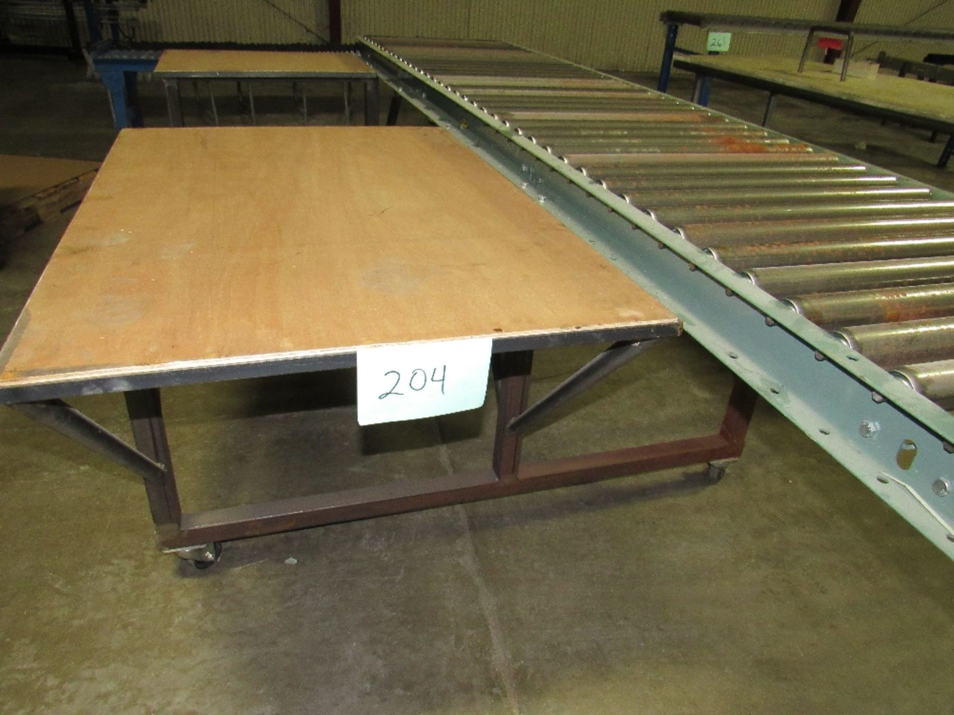 Little used Packing Conveyor with Hytrol Roller conveyor - two work surfaces - square tube base on - Image 4 of 14