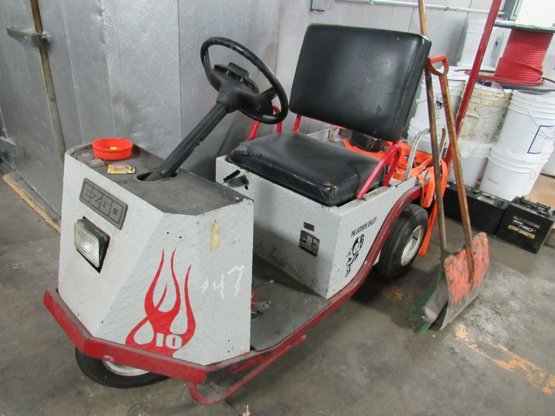 E-Z-GO three wheeler battery operated factory plant scooter.. Needs battery - -- (RIGGING INCLUDED - Image 2 of 11