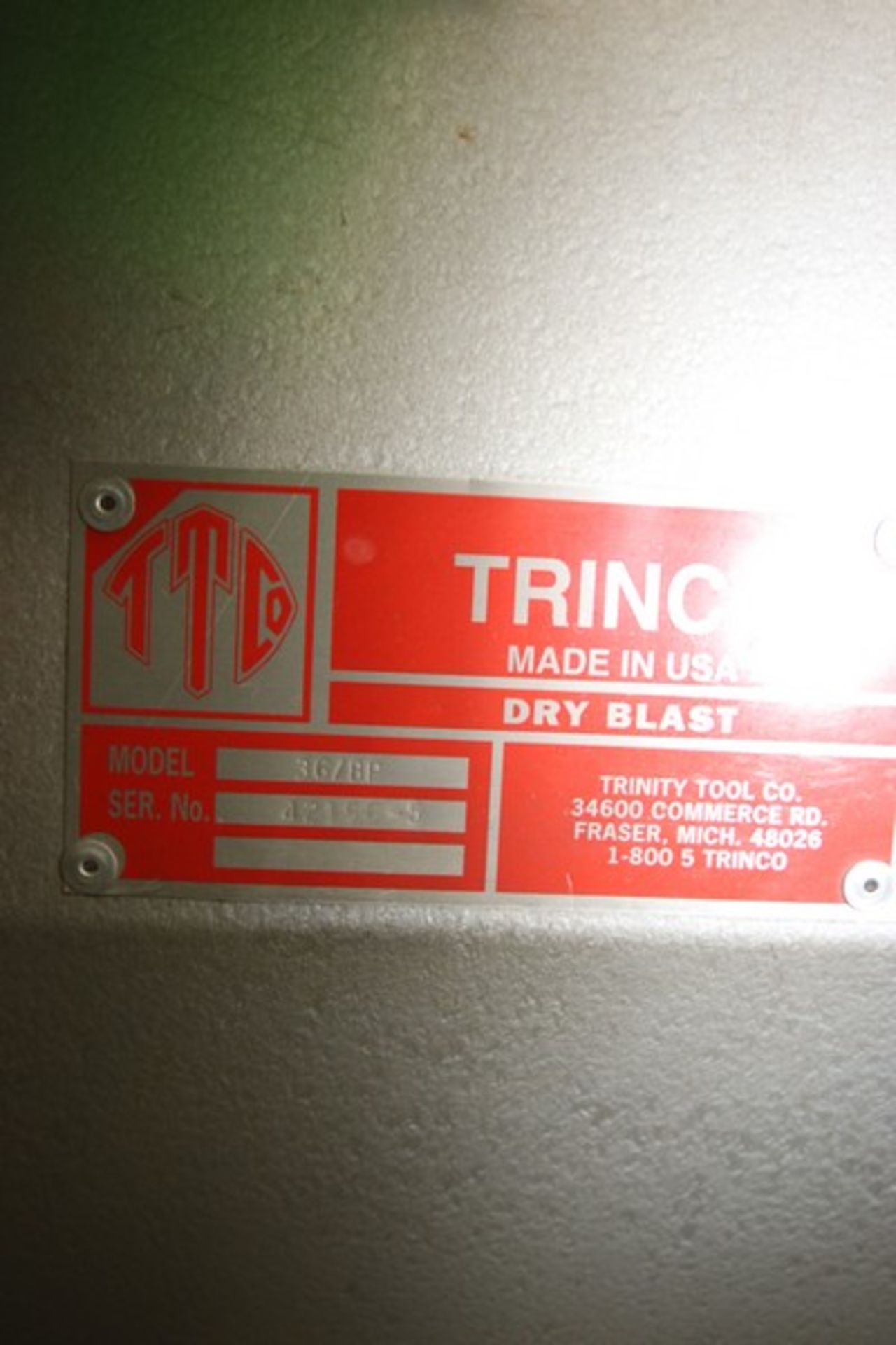 Trinco Sand Blasting Unit, M/N 367BP, S/N 42156-5 (LOCATED IN PITTSBURGH, PA) - Image 2 of 3