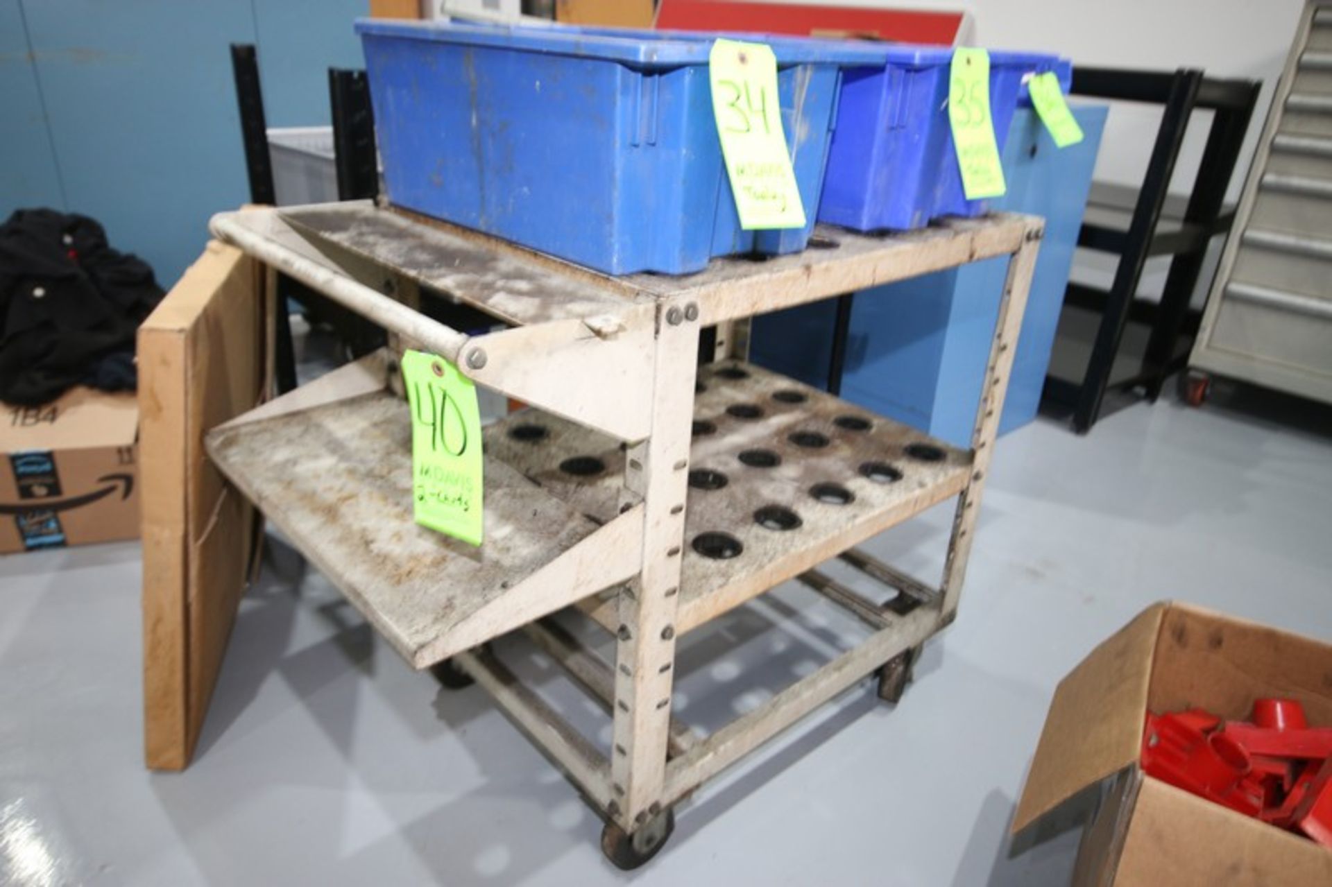 Tooling Carts with Top & Bottom Shelves, (48) Total Holding Slots, CAT 40 Taper Size (LOCATED IN