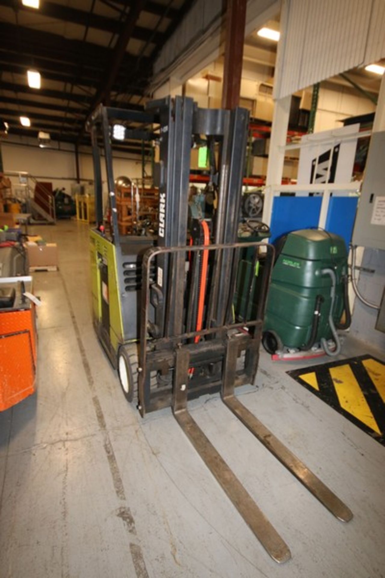 Clark 3,200 lb. Capacity Stand Up 36 V Electric Forklift, M/N ESM1117, S/N ESM247-0074-9580 KF, with