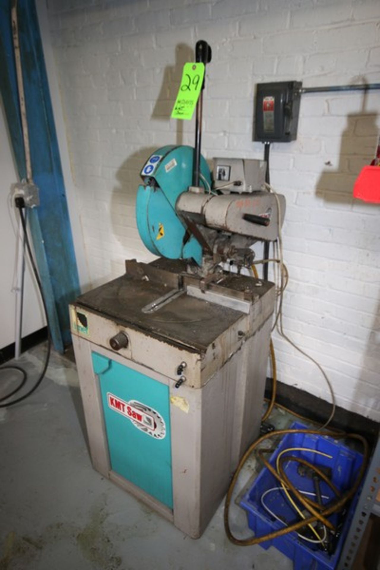 KMT Chop Saw, with Aprox. 14" Dia. Blade, 208 Volts, 3 Phase, with Guides and Cutting Table (LOCATED