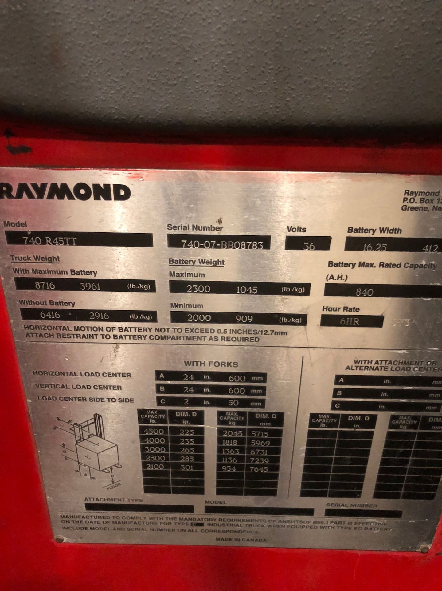 Raymond Standup Narrow Aisle Forklift, Model 740 - Image 10 of 13