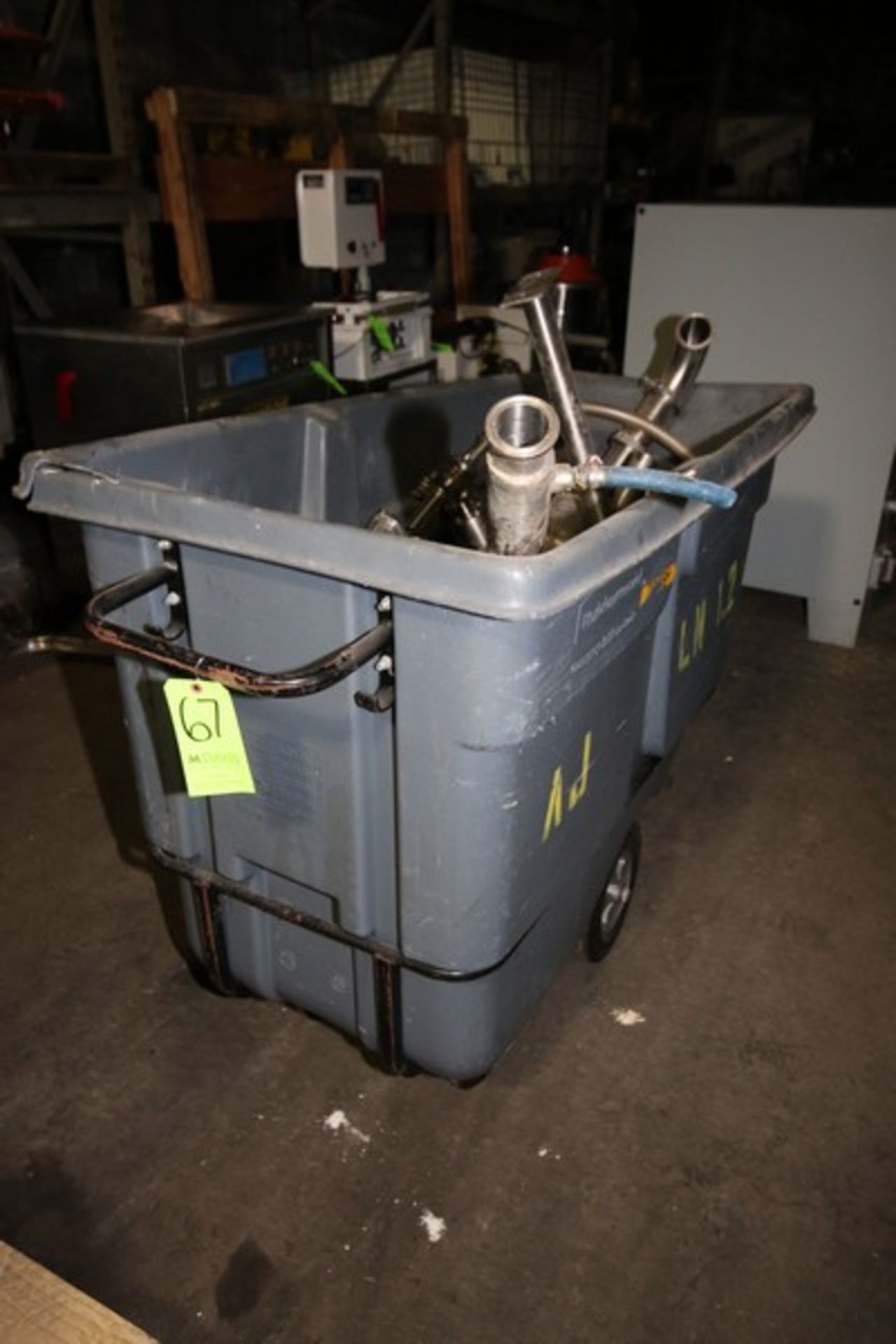 Trash Bin with Contents, Including (2) S/S Filters, S/S Piping, (6) WCB S/S Air Valves, 1-1/2" Clamp