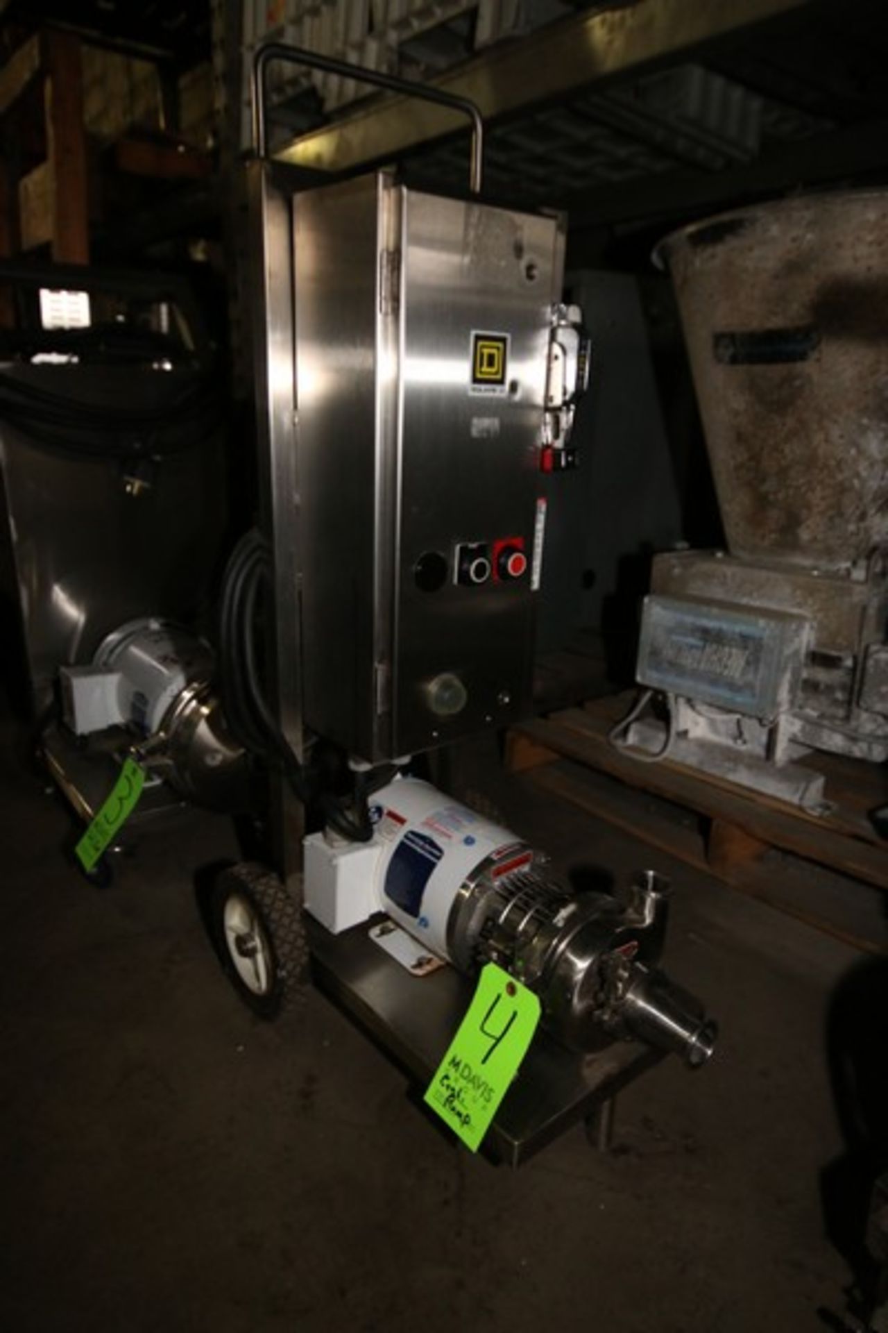 WCB 1 hp Centrifugal Pump, M/N C114, with Baldor 3450 RPM Square D Safety Switch, Mounted on S/S