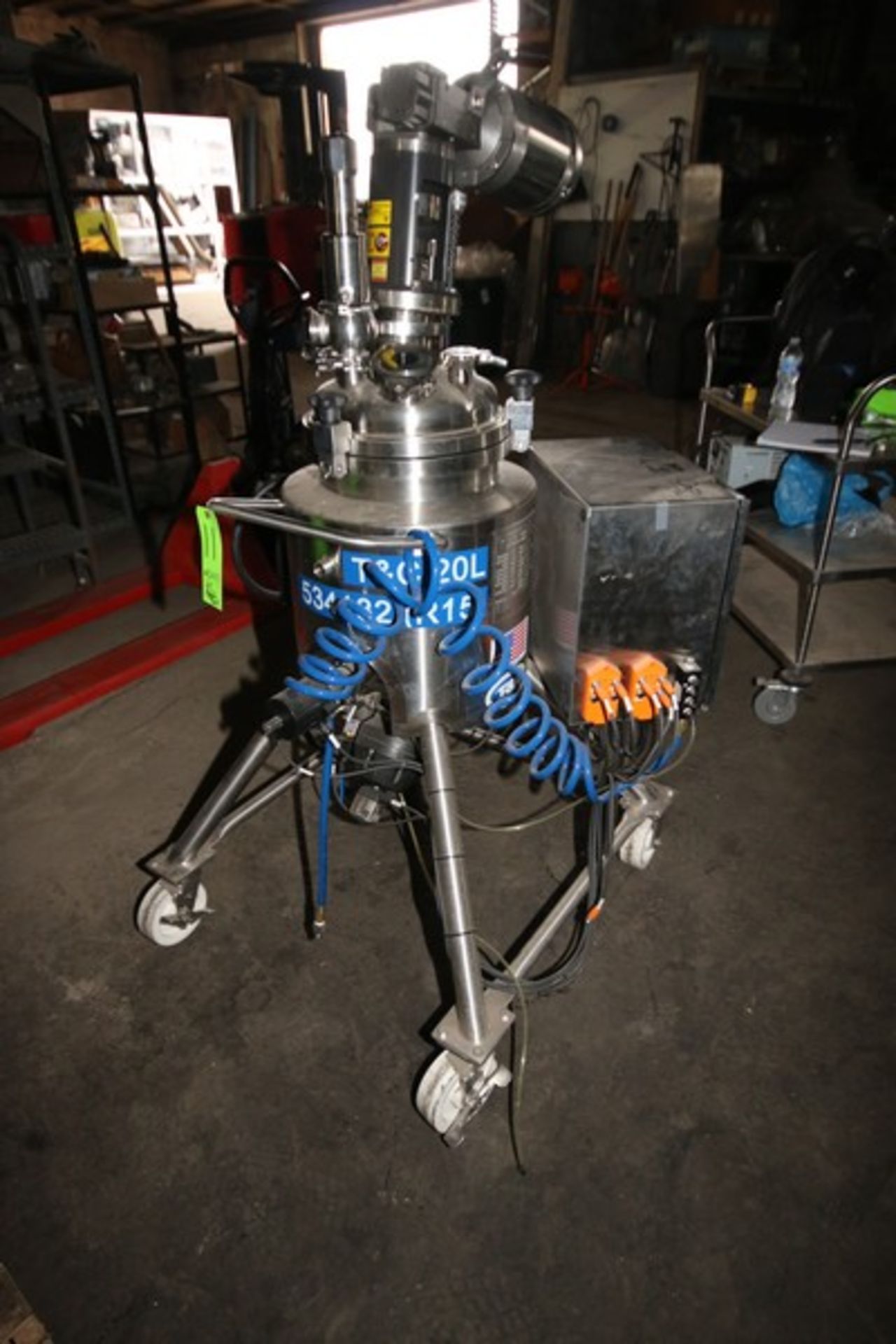 2011 T&C S/S 20 Liter S/S Reactor Tank, M/N TAG VE-R15, S/N TC7284, Mounted on S/S Portable Frame, - Image 2 of 6