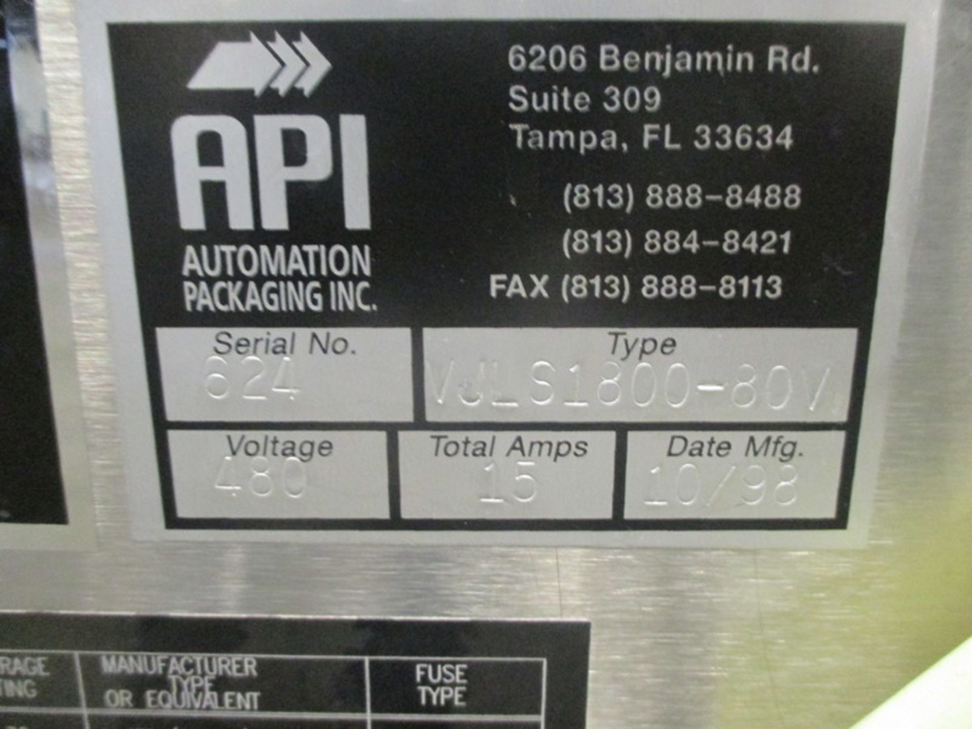 API Versa Jet LS Shrink Wrapper, Type VJLS1800-80V L Bar Sealer, Electricity: 3/4Hp 208-230/460V, - Image 10 of 11