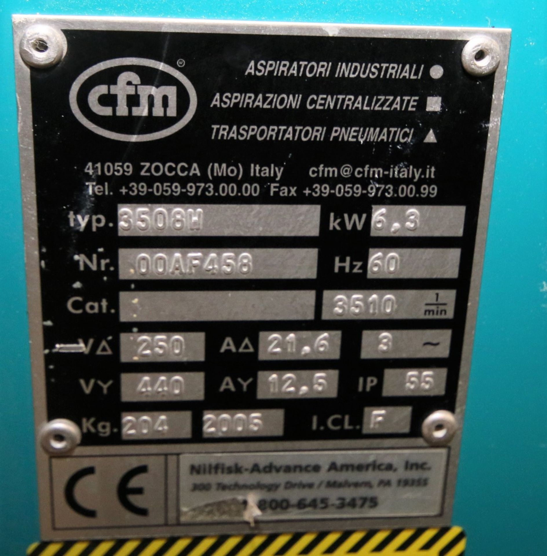 CFM Industrial Vacuum System, Model 3508W, S/N 00AF458, 440V 3 Phase (W798) Rigging/Handling - Image 2 of 2