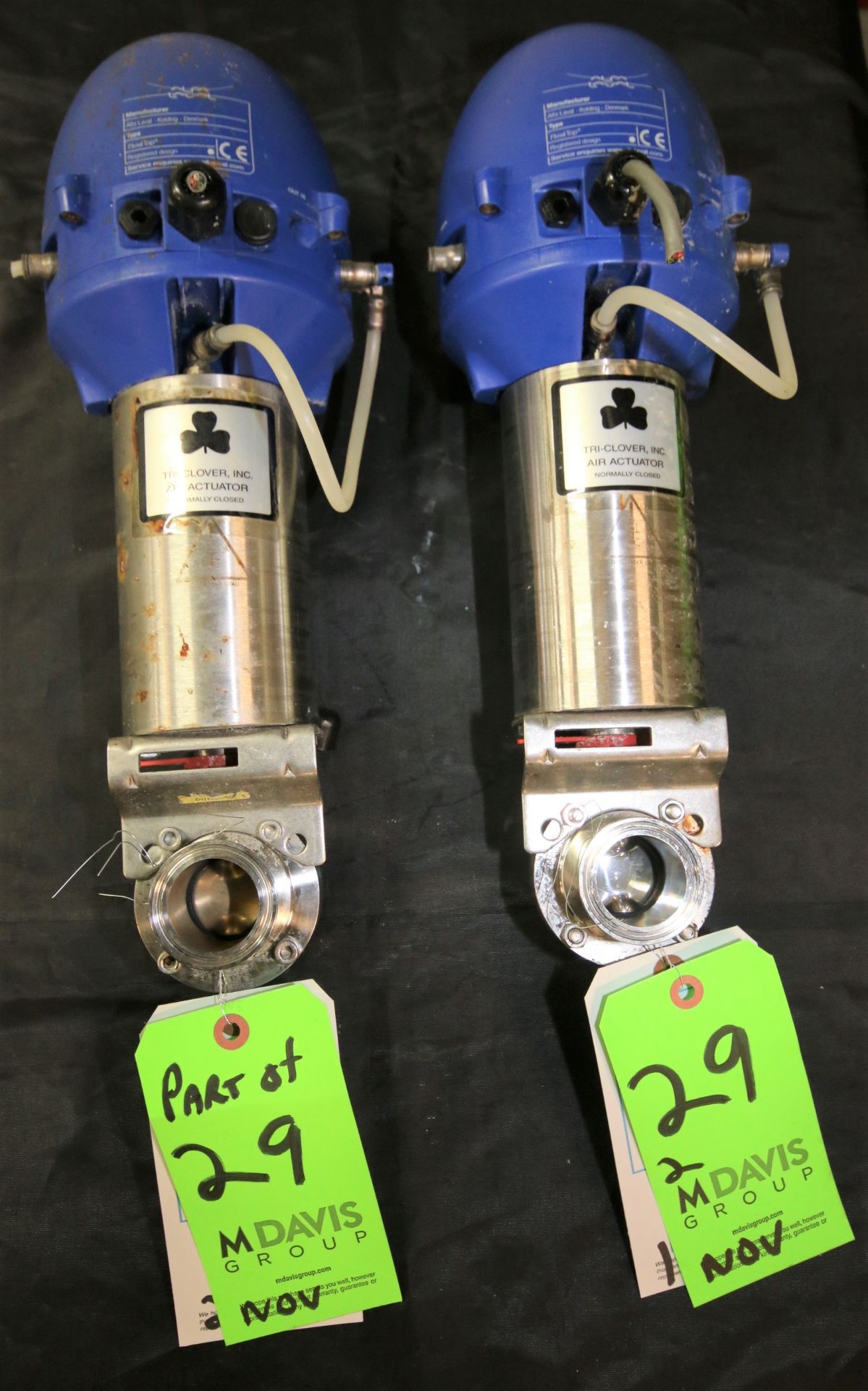 Tri Clover 1.5" Clamp Type, Air Acuating S/S Butterfly Valves with Think Tops (W702) Rigging/