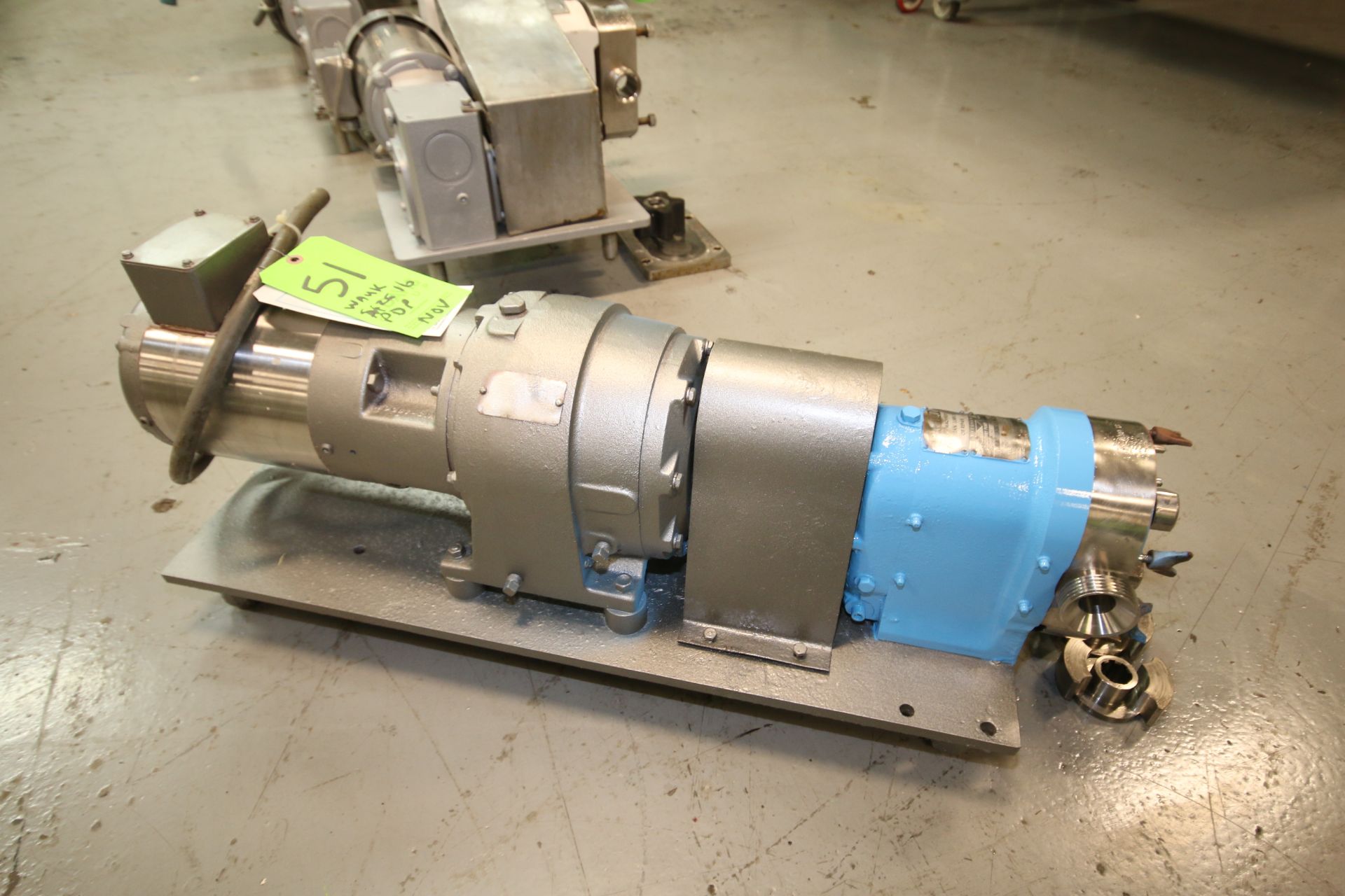 Waukesha Posive Displacement Pump, Size 16, S/N D0 75382 SS, 1.5" Threaded S/S head with S/S Rotors, - Image 3 of 6
