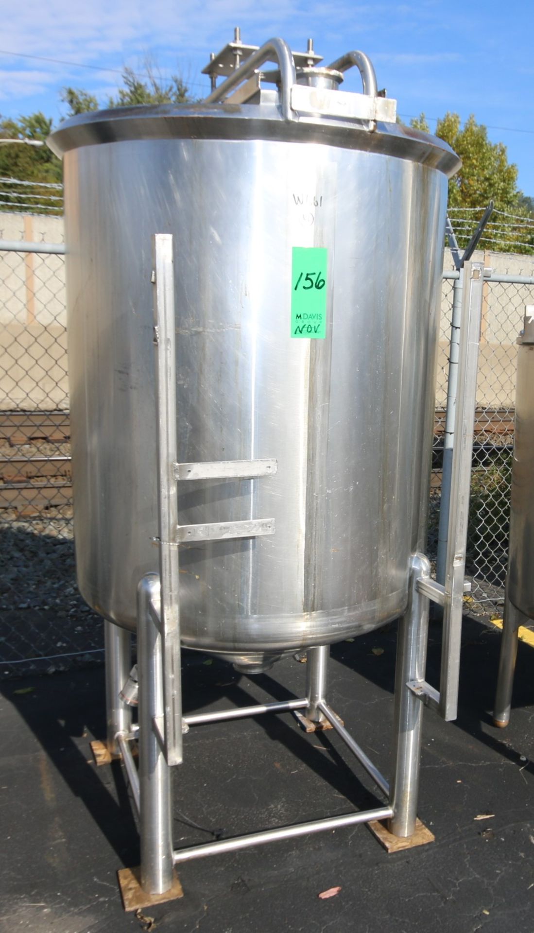 Cherry Burrel 250 Gal. Vertical Single Wall S/S Tank, with Cone Bottom with 4" Discharge Clamp