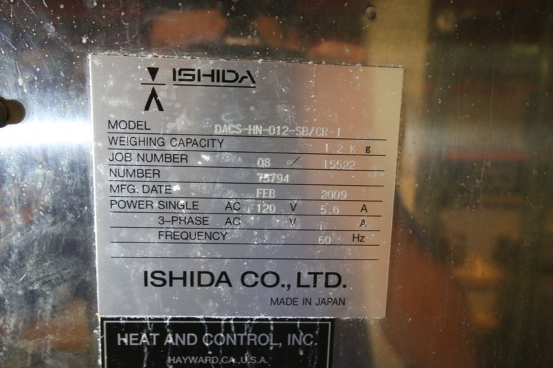 2009 All S/S Ishida Checkweigher, Model DACS-HN-012-SB/CR-1, S/N 75794 with ~2 ft. L Conveyor with - Image 5 of 5