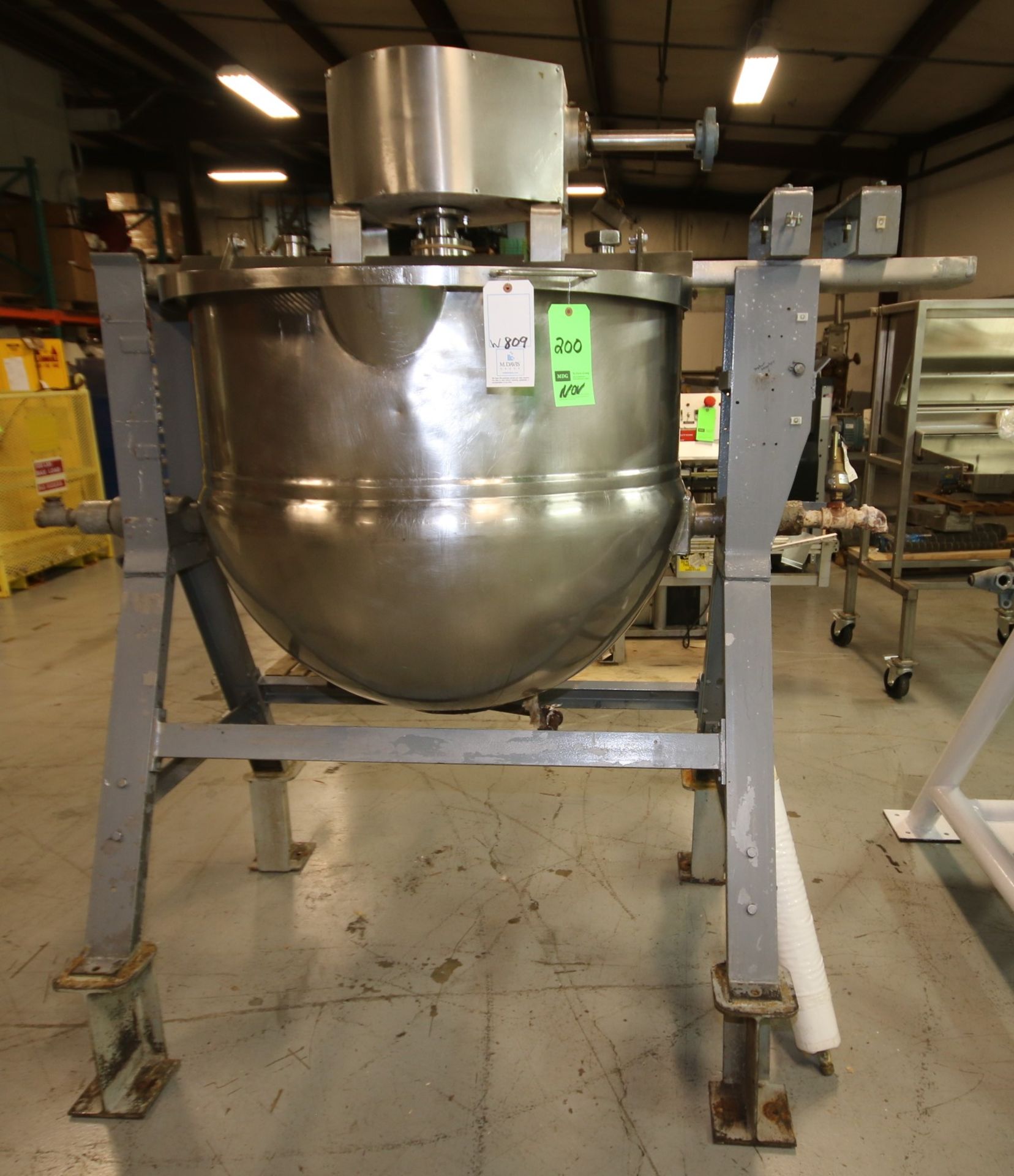 Lee 150 Gallon Steam Jacketed S/S Kettle, S/N A1133, with Bottom Inside Scrape Surface Agitator,
