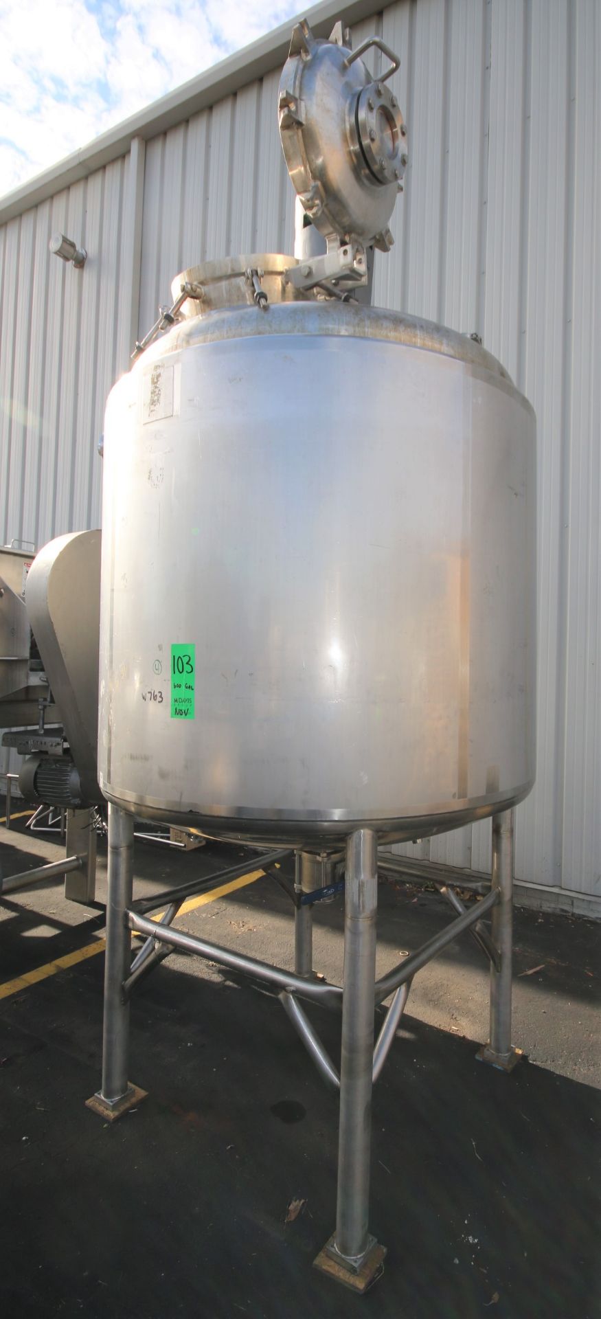 Precision Stainless Inc. 600 Gallon Dome Top Jacketed S/S Tank, S/N 6091-14, Lightnin Vertical