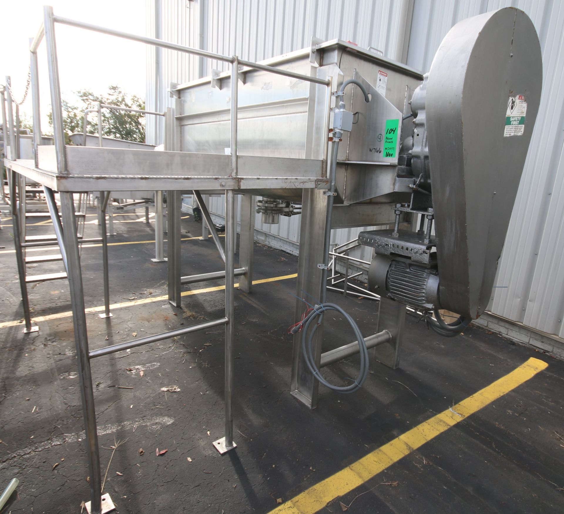 Aaron Process, 90" L X 34" W X 39"D S/S Ribbon Blender, S/N 0105502066 NR, Electric Drive Motor, - Image 5 of 10