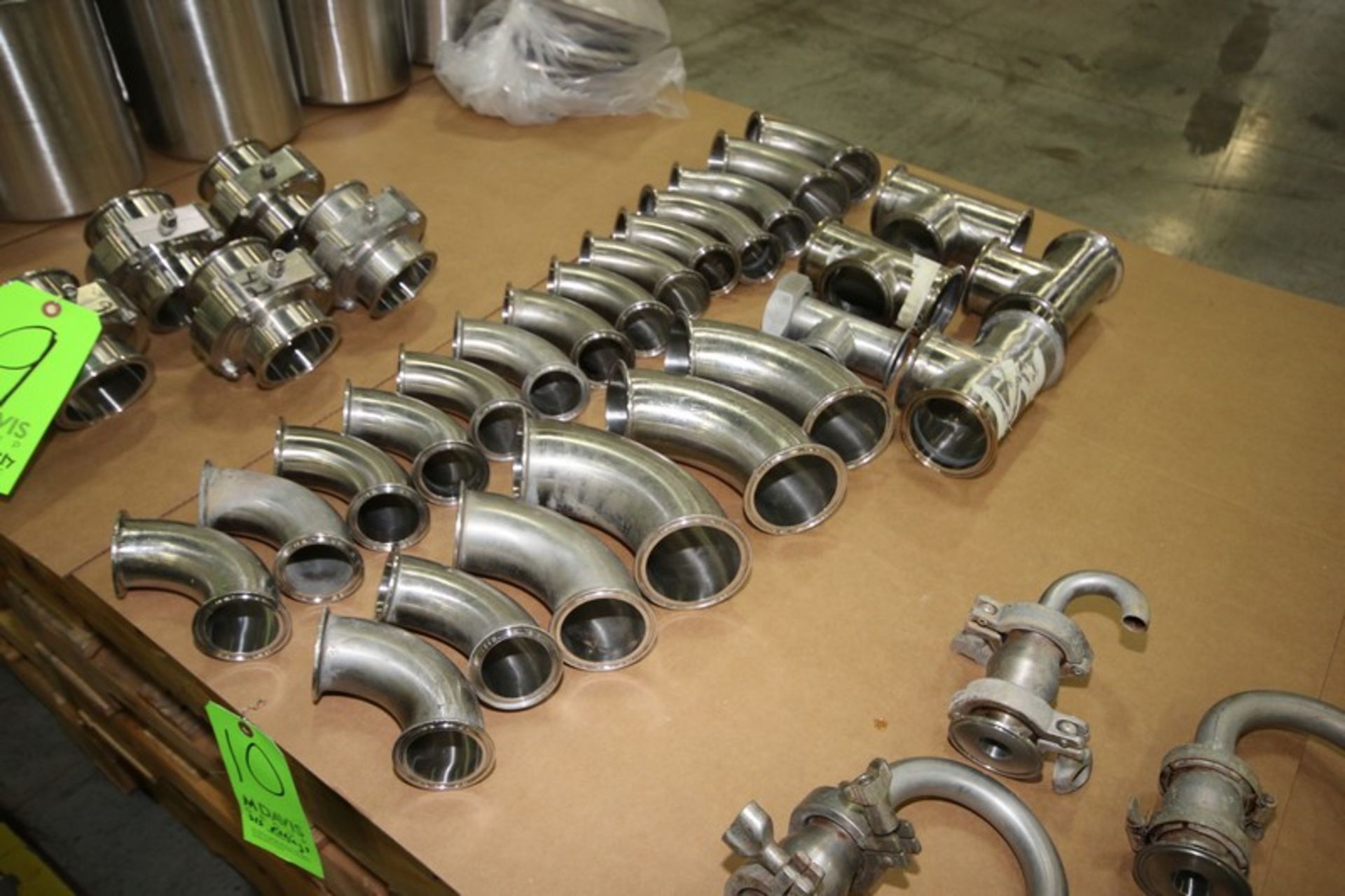 Lot of Assorted S/S Fittings, Includes (20) S/S Clamp Type Elbows, 2"-3", with (5) S/S T's 2"-3"