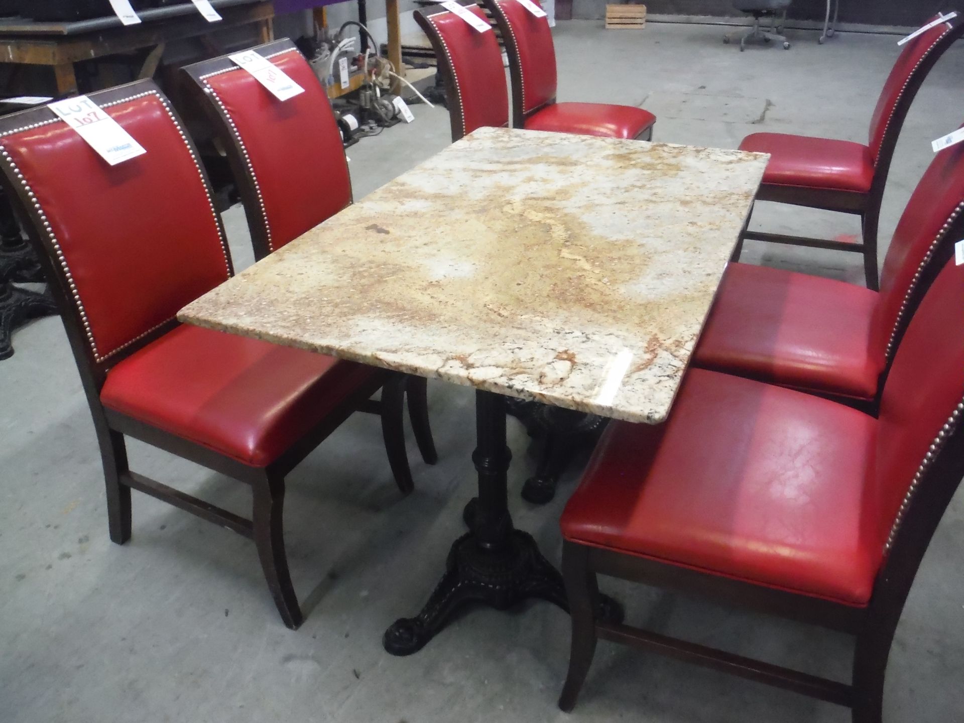 TABLES WITH GRANITE TOP AND BASE 48'' X 30'' X 30'' HIGH WITH CAST IRON LEGS