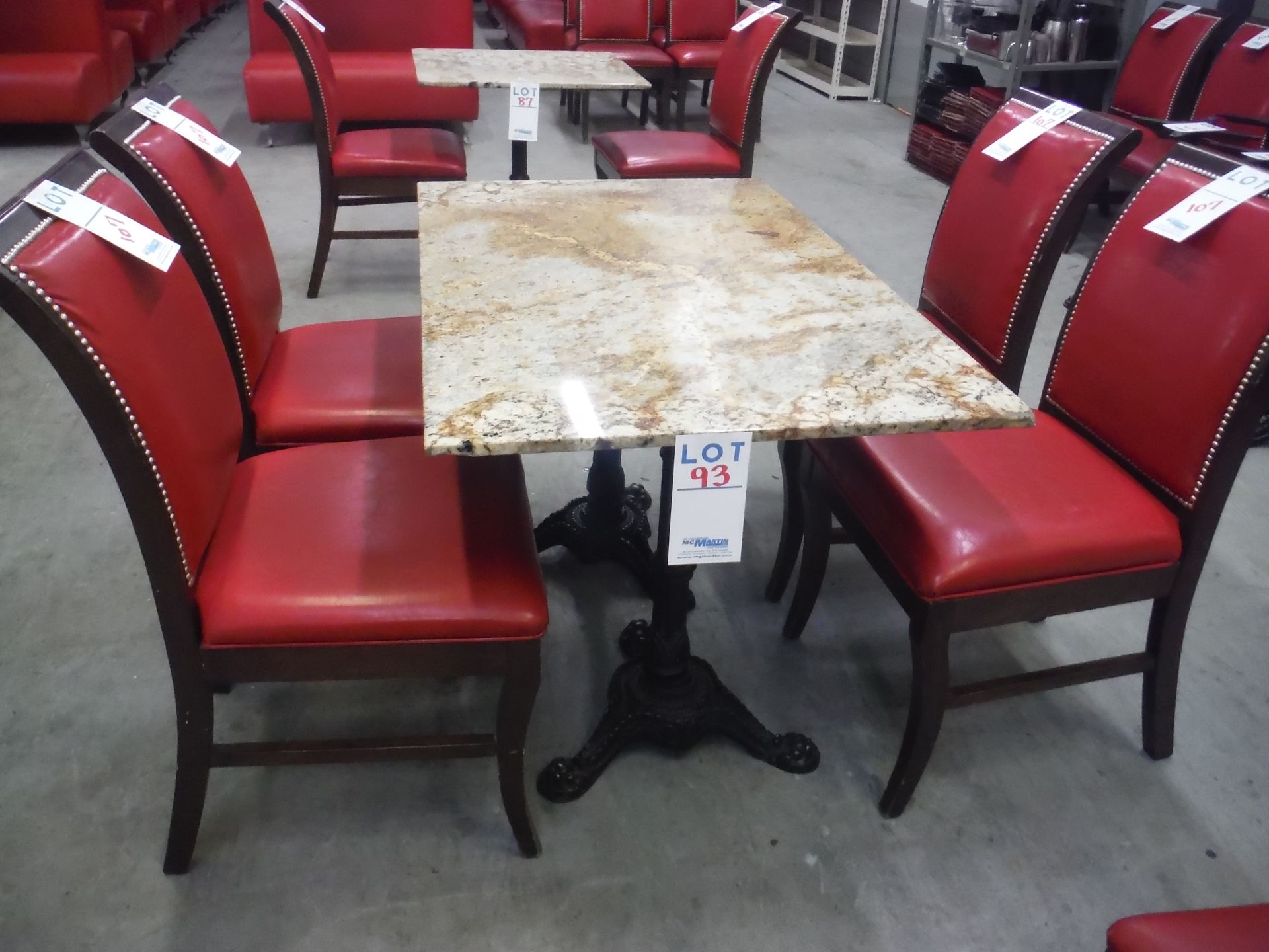 TABLES WITH GRANITE TOP AND BASE 48'' X 30'' X 30'' HIGH WITH CAST IRON LEGS