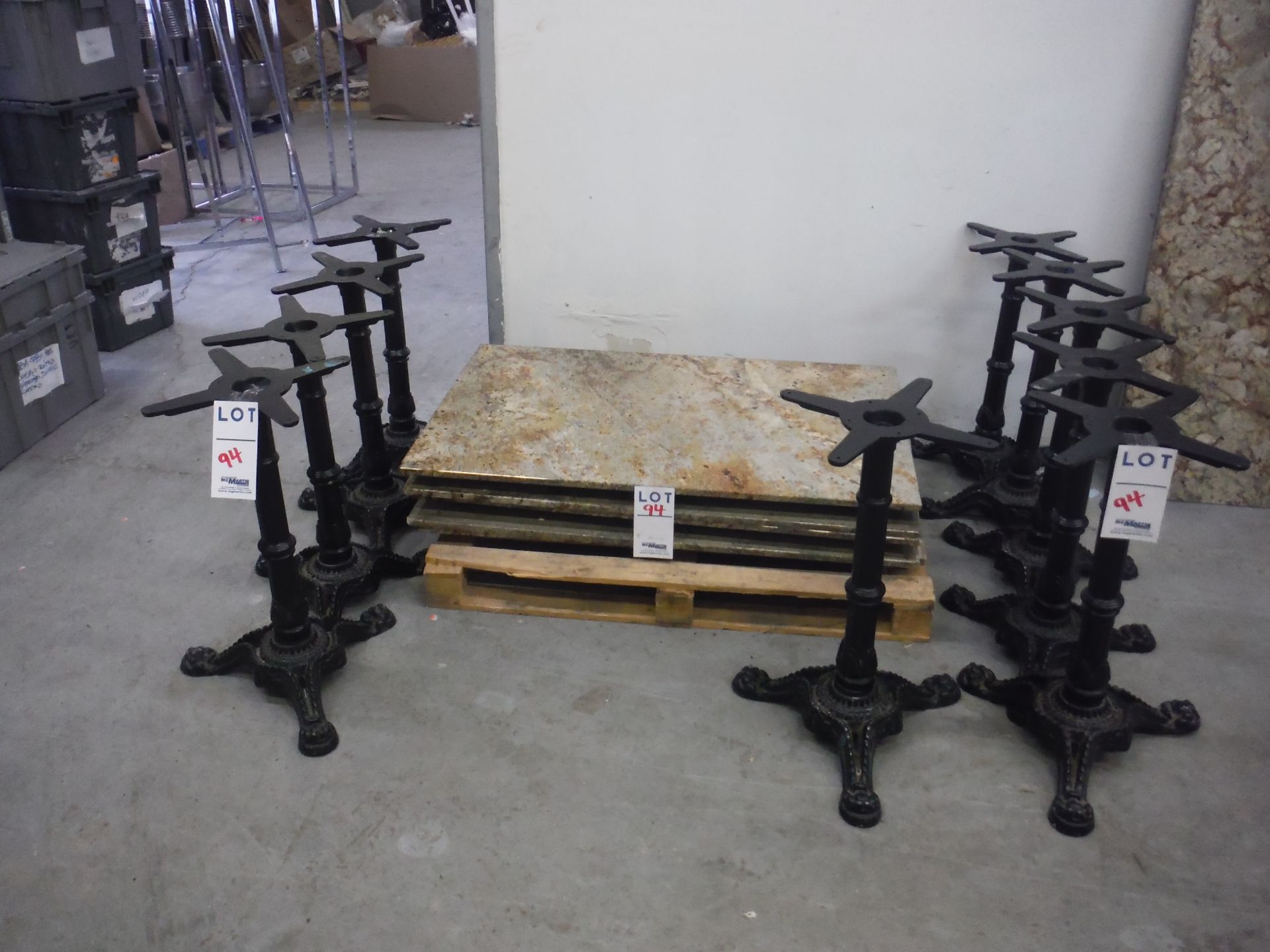 TABLES WITH GRANITE TOP AND BASE 48'' X 30'' X 30'' HIGH WITH CAST IRON LEGS - Image 2 of 2