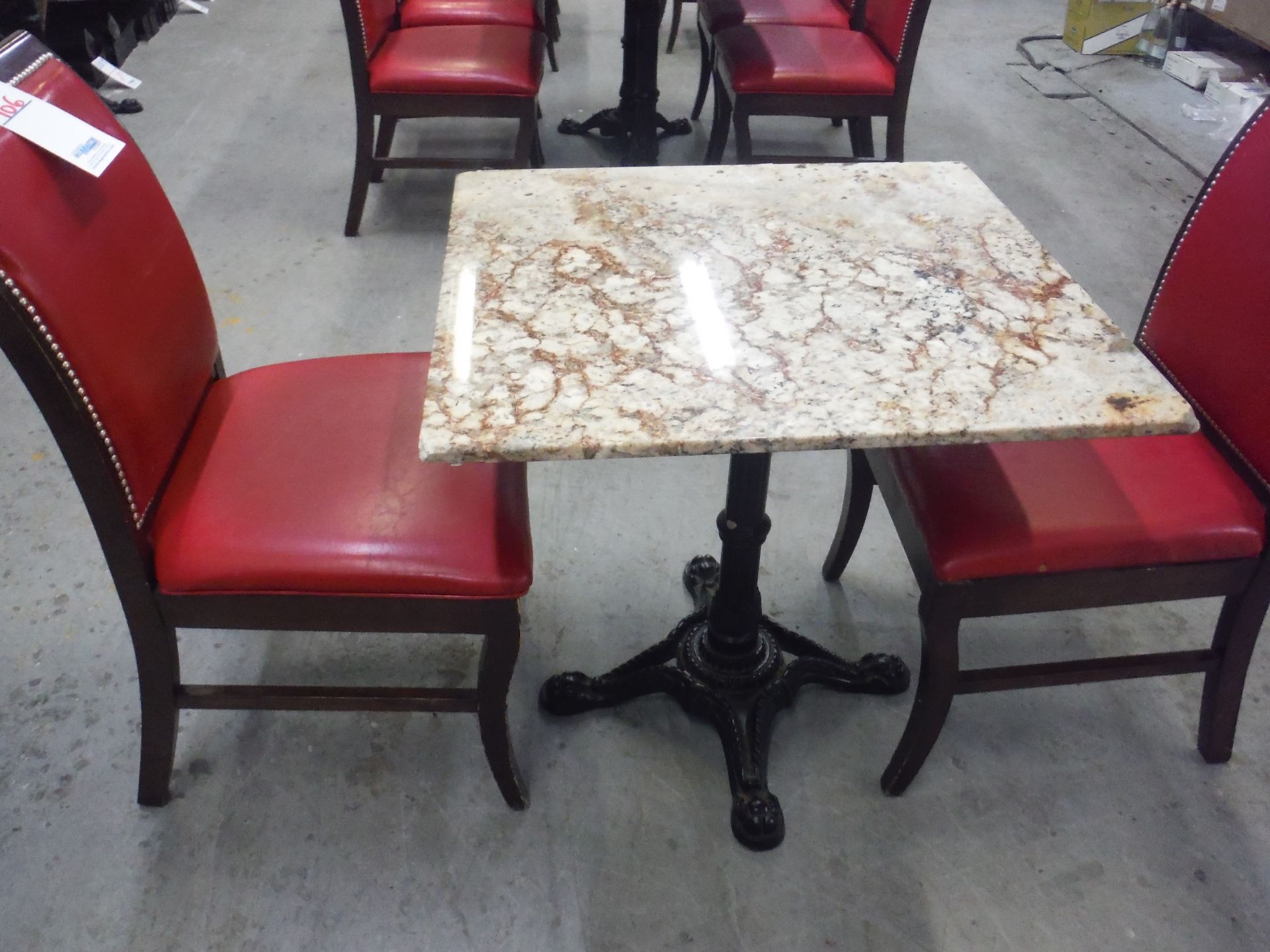 TABLES WITH GRANITE TOP AND BASE 28'' X 30'' X 30'' HIGH WITH CAST IRON LEGS