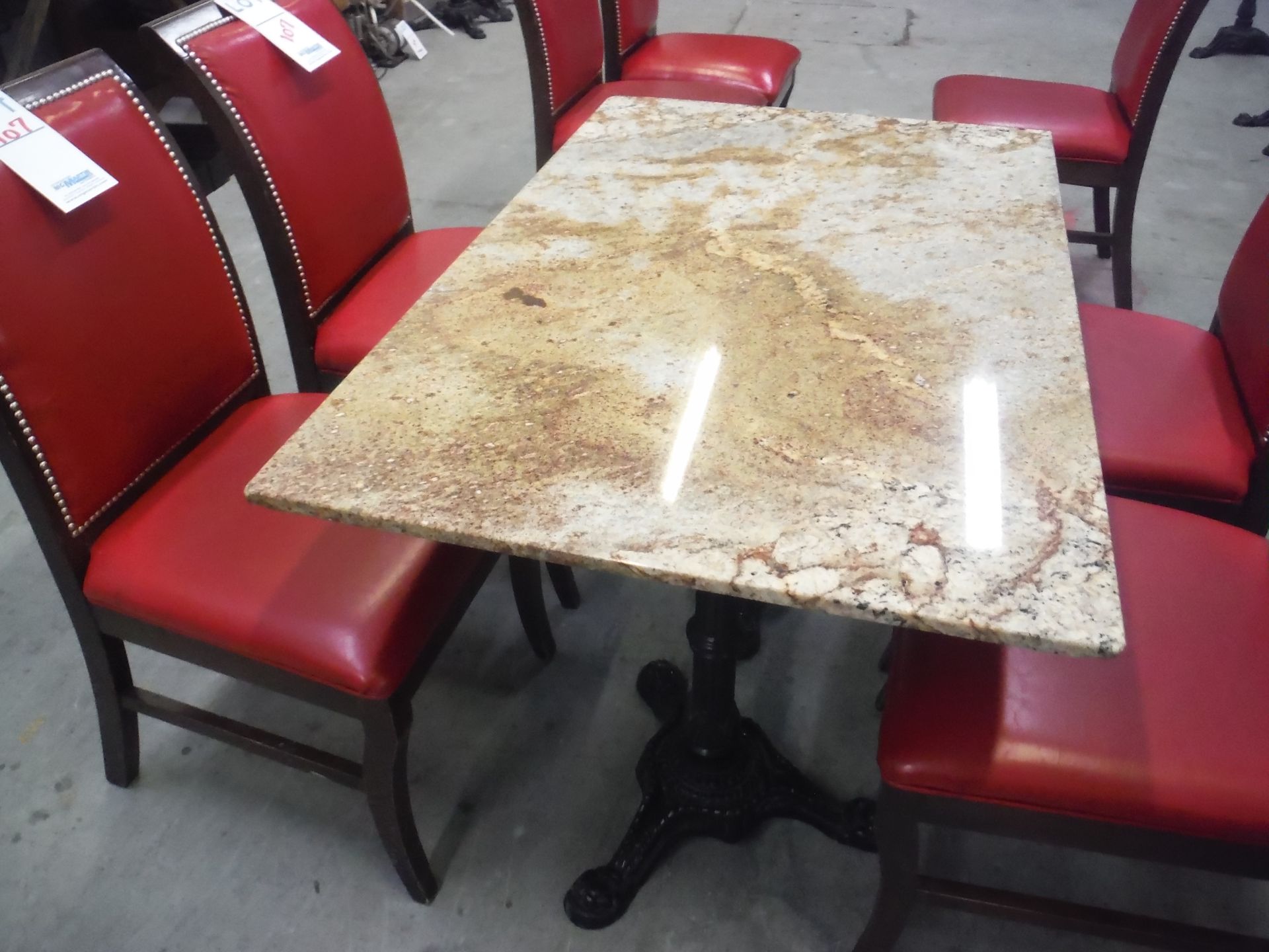 TABLES WITH GRANITE TOP AND BASE 48'' X 30'' X 30'' HIGH WITH CAST IRON LEGS