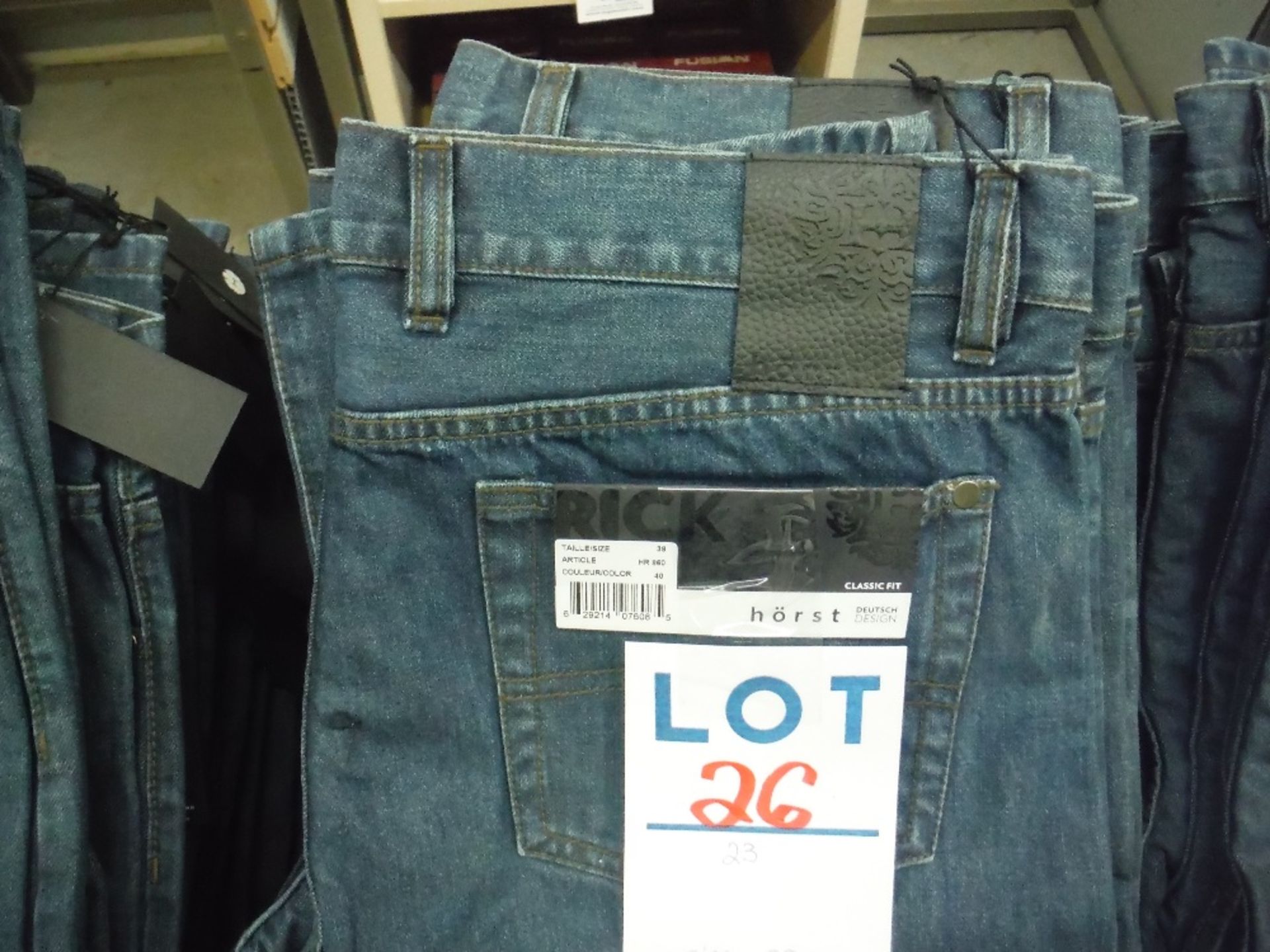 ''HORST''CLASSIC FIT MENS JEANS(LOT#22 TO 50 -SOLD AS ONE LOT OF 581 PAIRS SIZES: 32 TO 40 - Image 3 of 4