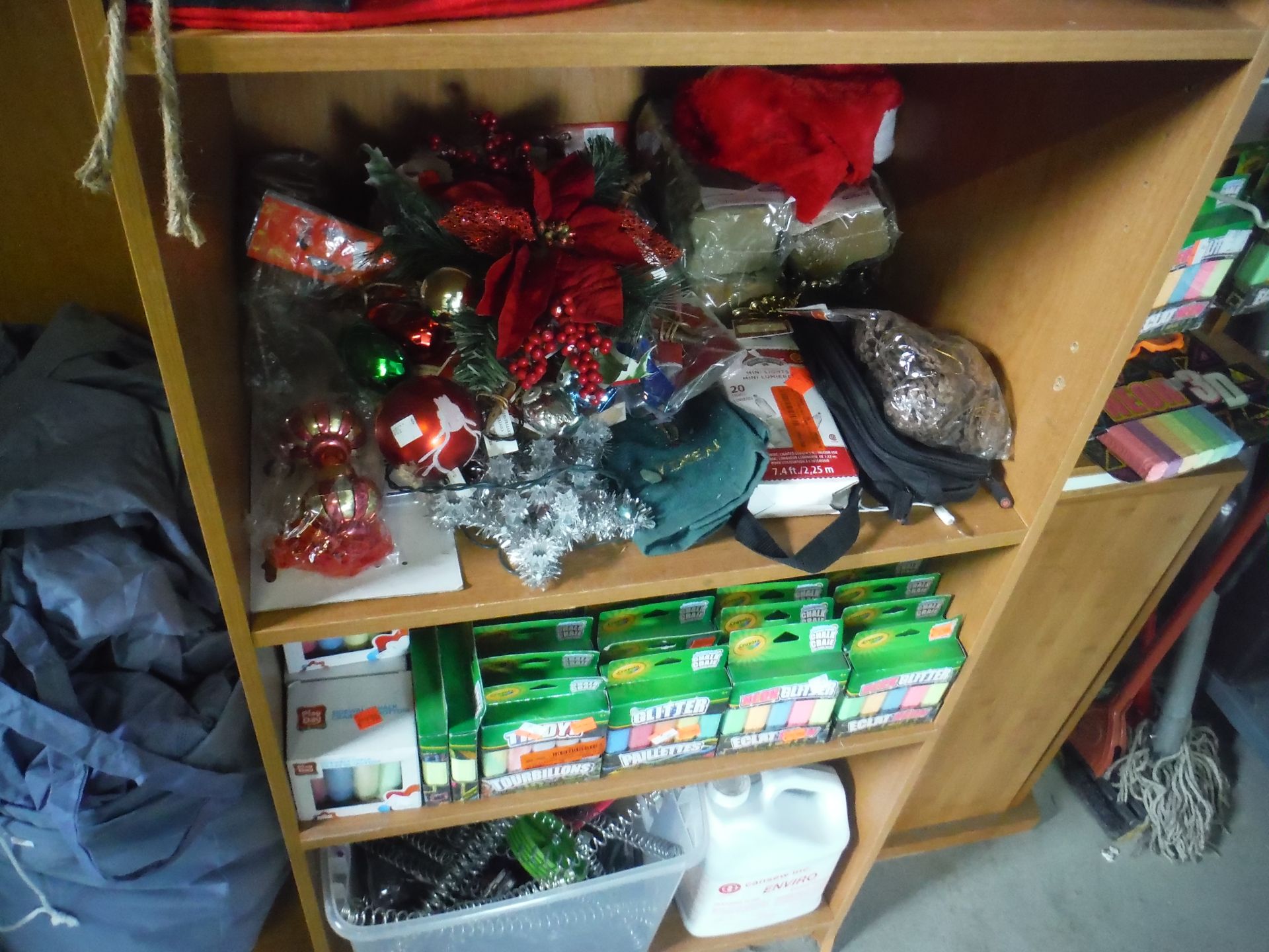 CHRISTMAS DECORATIONS, SPRAYERS, ETC. - WALL UNIT WITH RACKS INCLUDED IN THIS LOT - Image 5 of 5