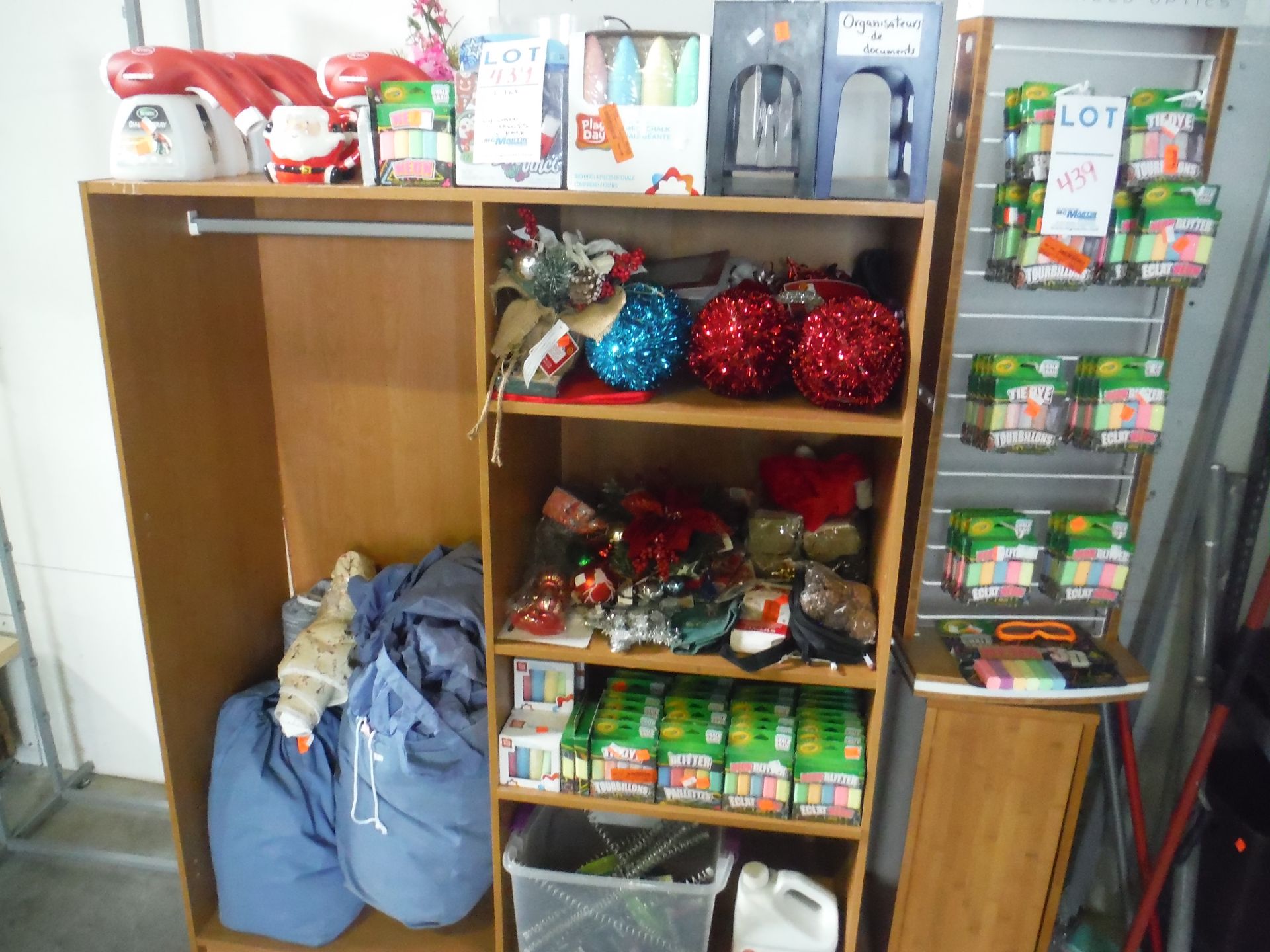 CHRISTMAS DECORATIONS, SPRAYERS, ETC. - WALL UNIT WITH RACKS INCLUDED IN THIS LOT - Image 3 of 5