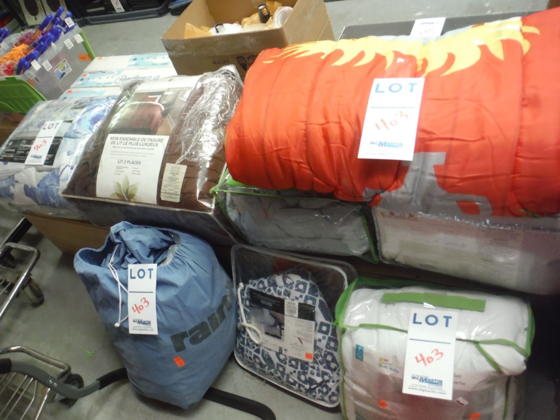ASSORTED BLANKETS, BED COVERS, PUMPS, MOP REFILLS, ETC. - Image 3 of 4
