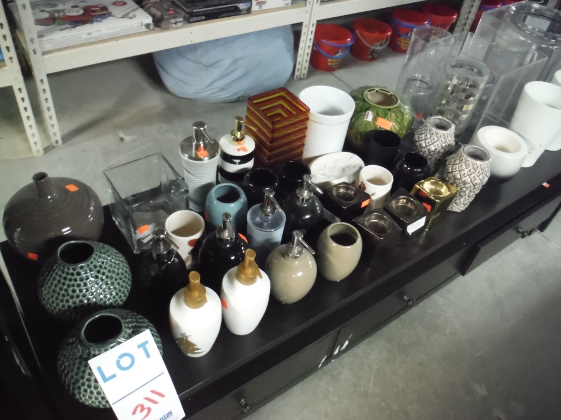 47 ASSORTED VASES, SOUP DISPENSERS, ETC.