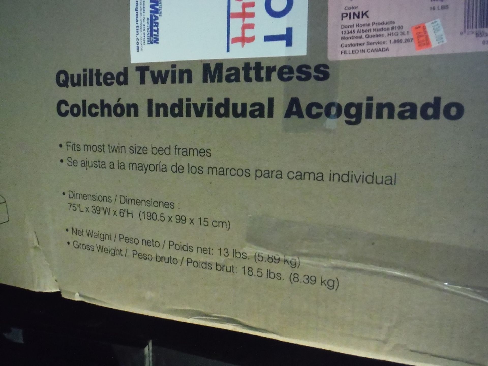 QUILTED TWIN MATRESS - Image 3 of 3