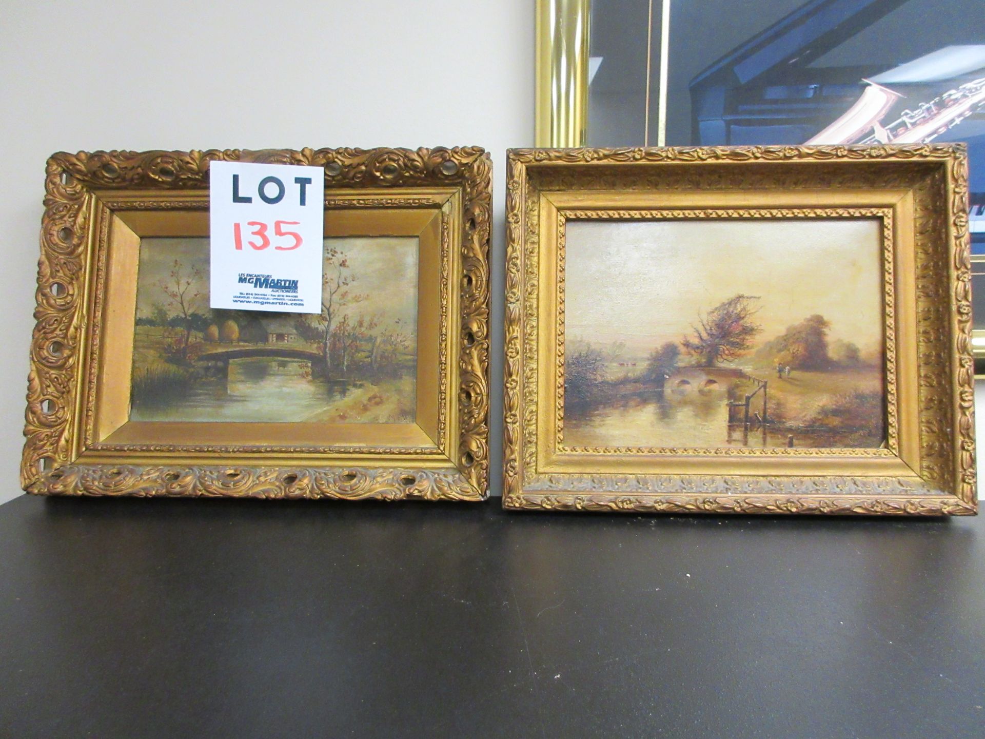 LOT OF TWO OIL PAINTINGS WITH WOODEN FRAMES : 11'' X 7.5'' WITH FRAME 17'' X 13'' +