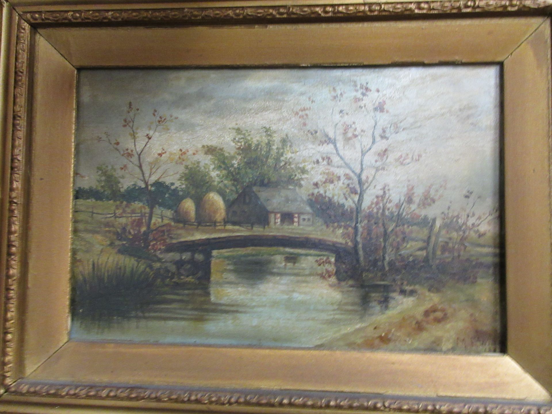 LOT OF TWO OIL PAINTINGS WITH WOODEN FRAMES : 11'' X 7.5'' WITH FRAME 17'' X 13'' + - Image 2 of 4
