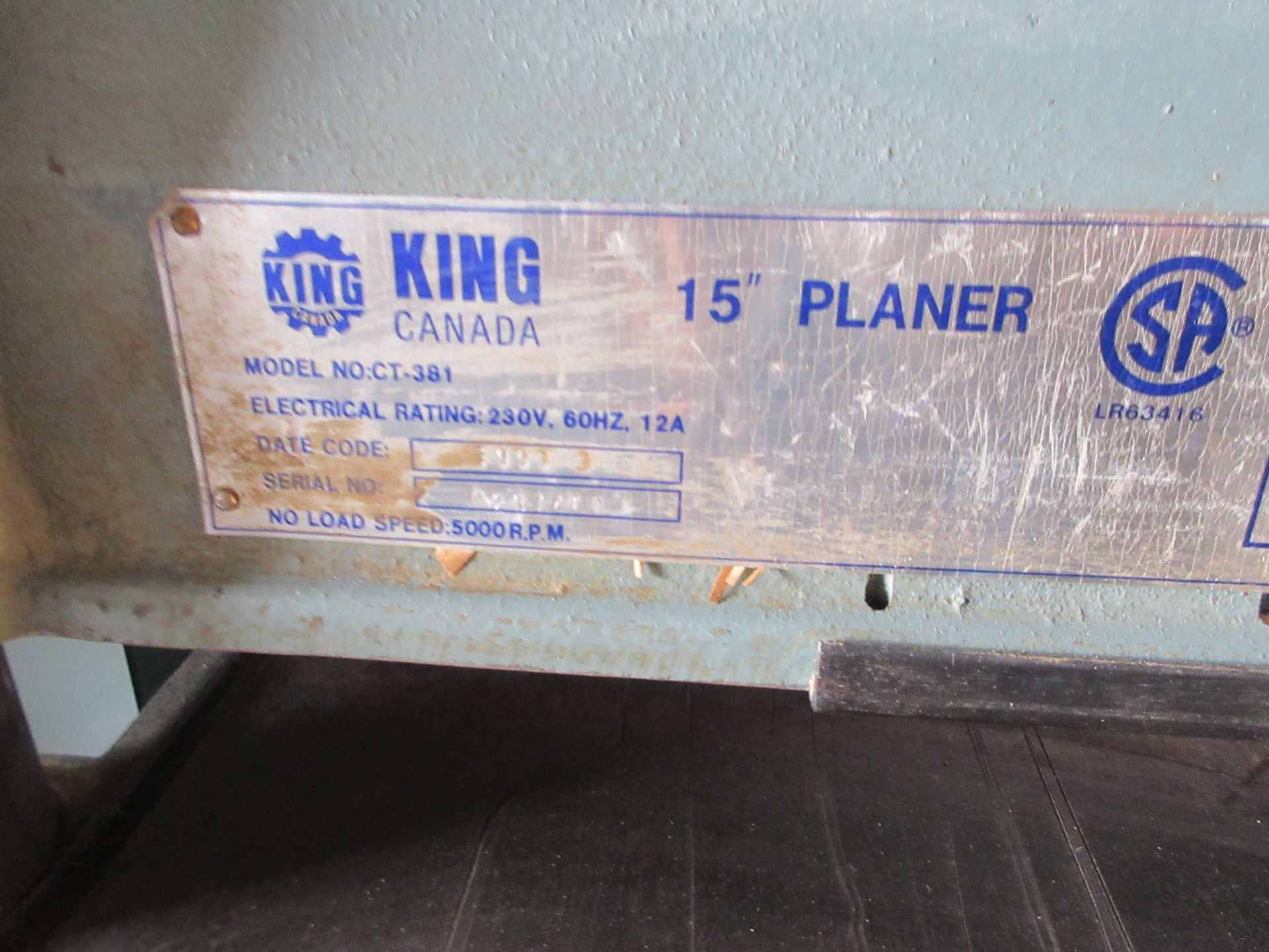 ''KING'' 15 INCH PLANER MODEL: CT-381 - Image 2 of 4