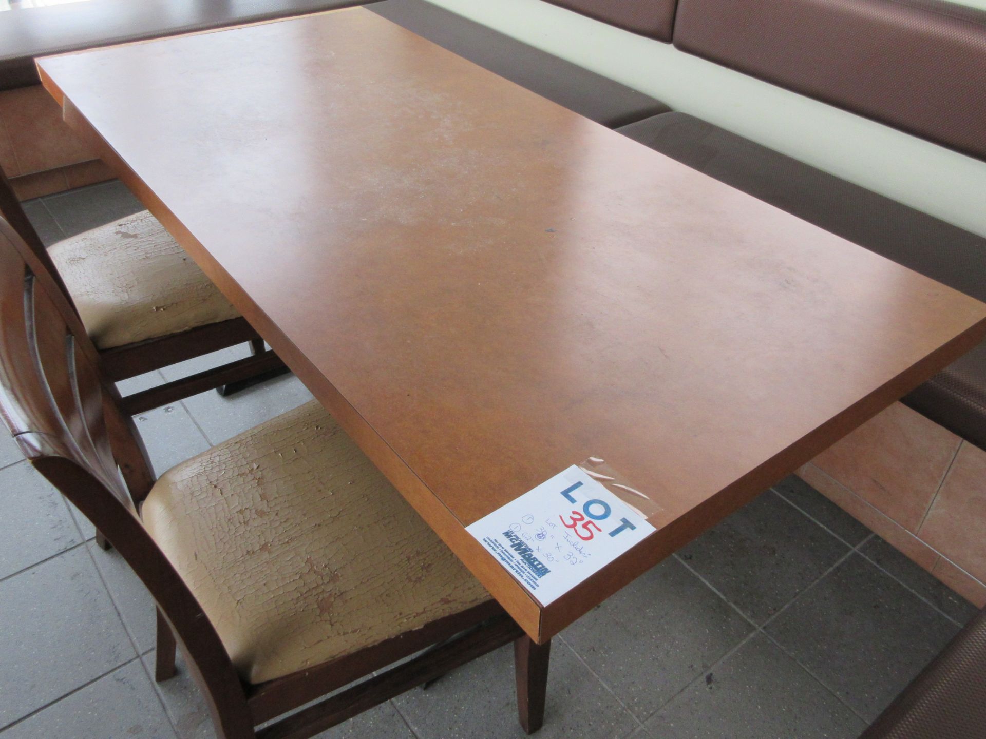 LOT INCLUDING: 1 WOOD TOP & METAL BASE TABLE 30'' X 32'' + 1 WOOD TOP & METAL BASE TABLE 62''X30''