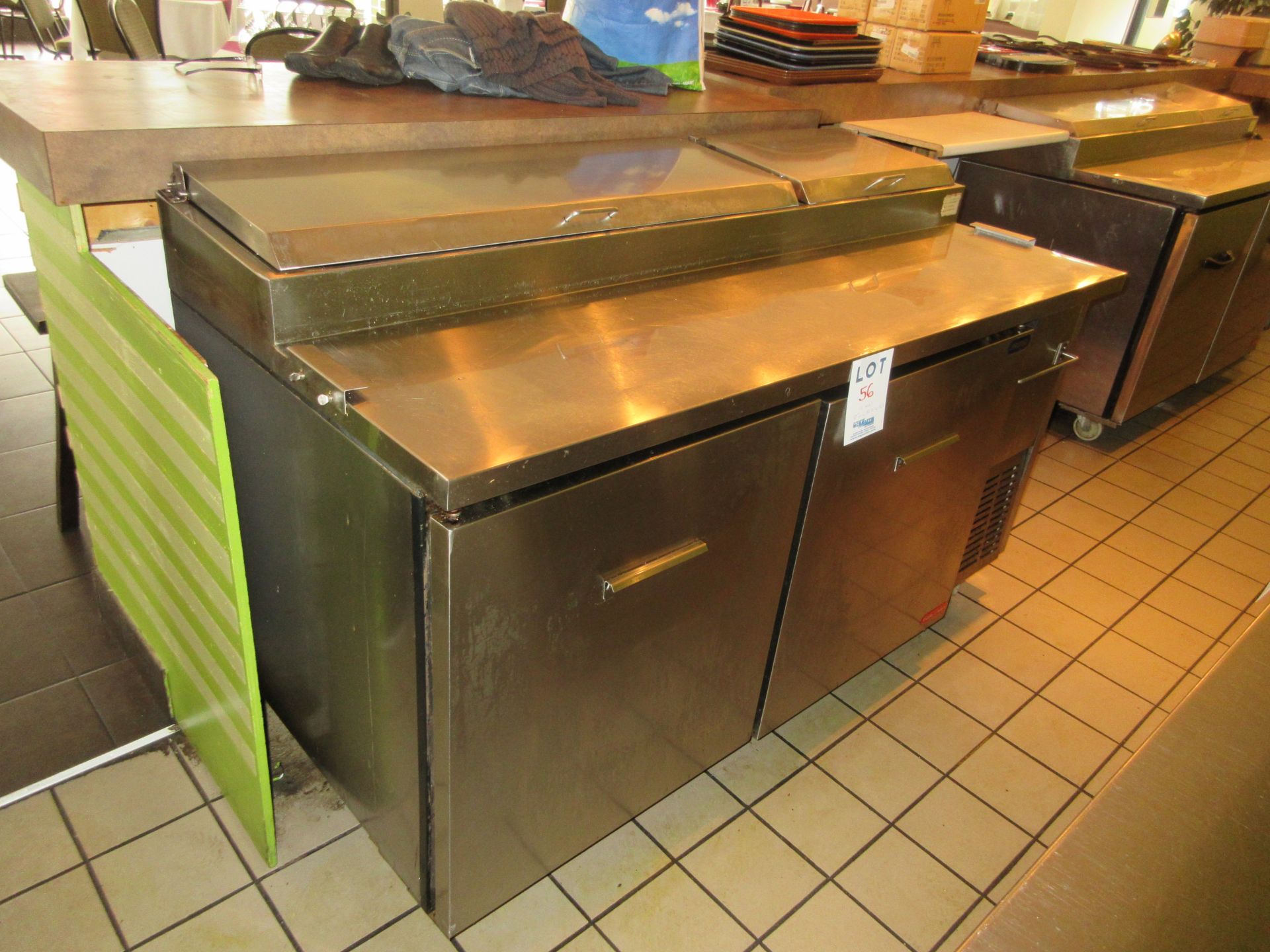 1 ''PROTEC'' STAINLESS STEEL 2 DOOR REFRIGERATED PREPERATION TABLE WITH INTEGRATED COMPRESSOS 67''