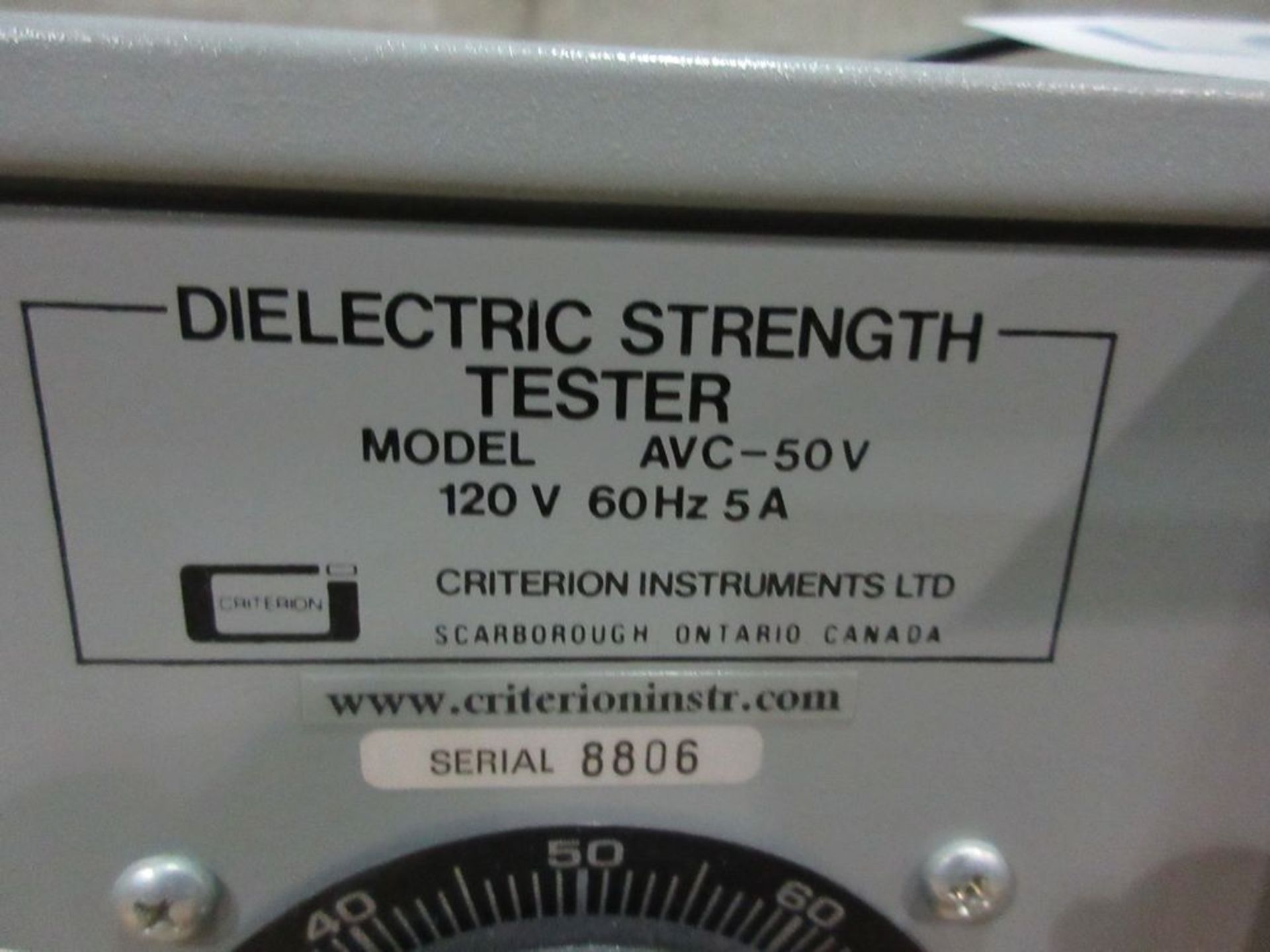 ''DIELECTRIC'' STRENGTH TESTER MODEL AVC-50V ( 120 V, 60 HZ, 5 A ) - Image 2 of 2