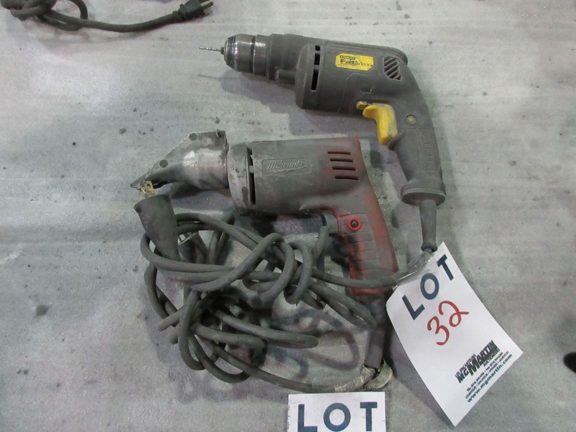 LOT INCLUDING ''STANLEY'' + ''BLACK&DECKER'' DRILL AND ''MILWAUKEE'' CUTTER