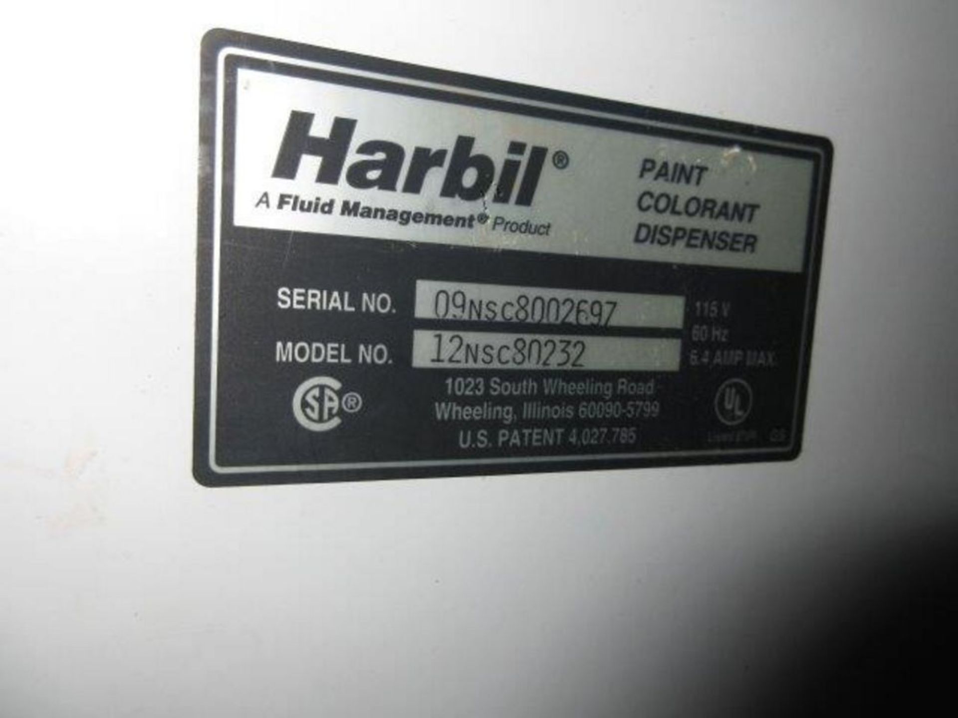 ''HARBILL'' Paint colorant dispenser Model: 12 NSC 80232 - Image 3 of 3