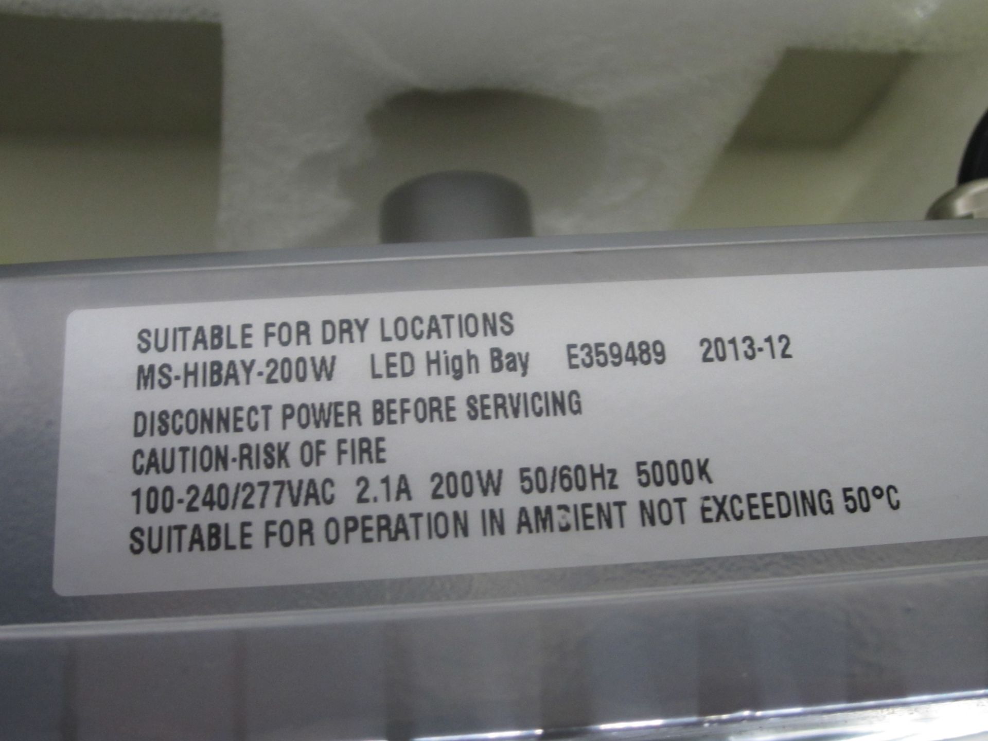 HIBAY, 5000 K , 200 WATTS (LED) LIGHT FIXTURE - Image 2 of 2