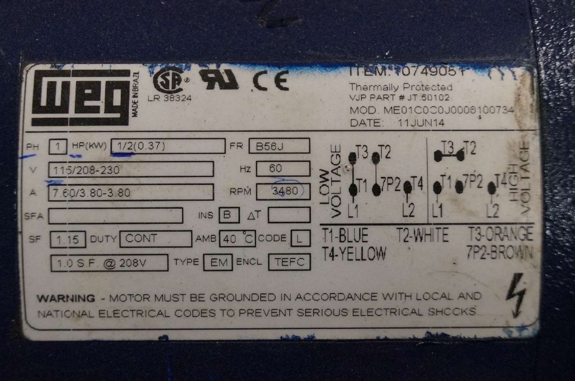 WEG ME01COCO Electric Motor - Image 2 of 2