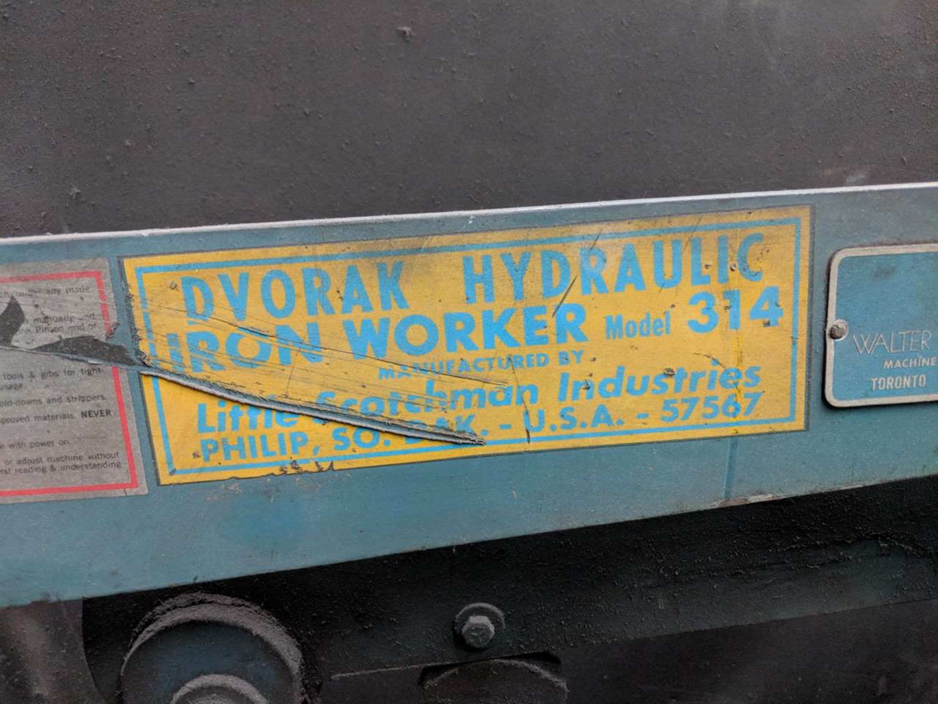 Scotchman Dvorak 314 Hyrdaulic Iron Worker - Image 2 of 2