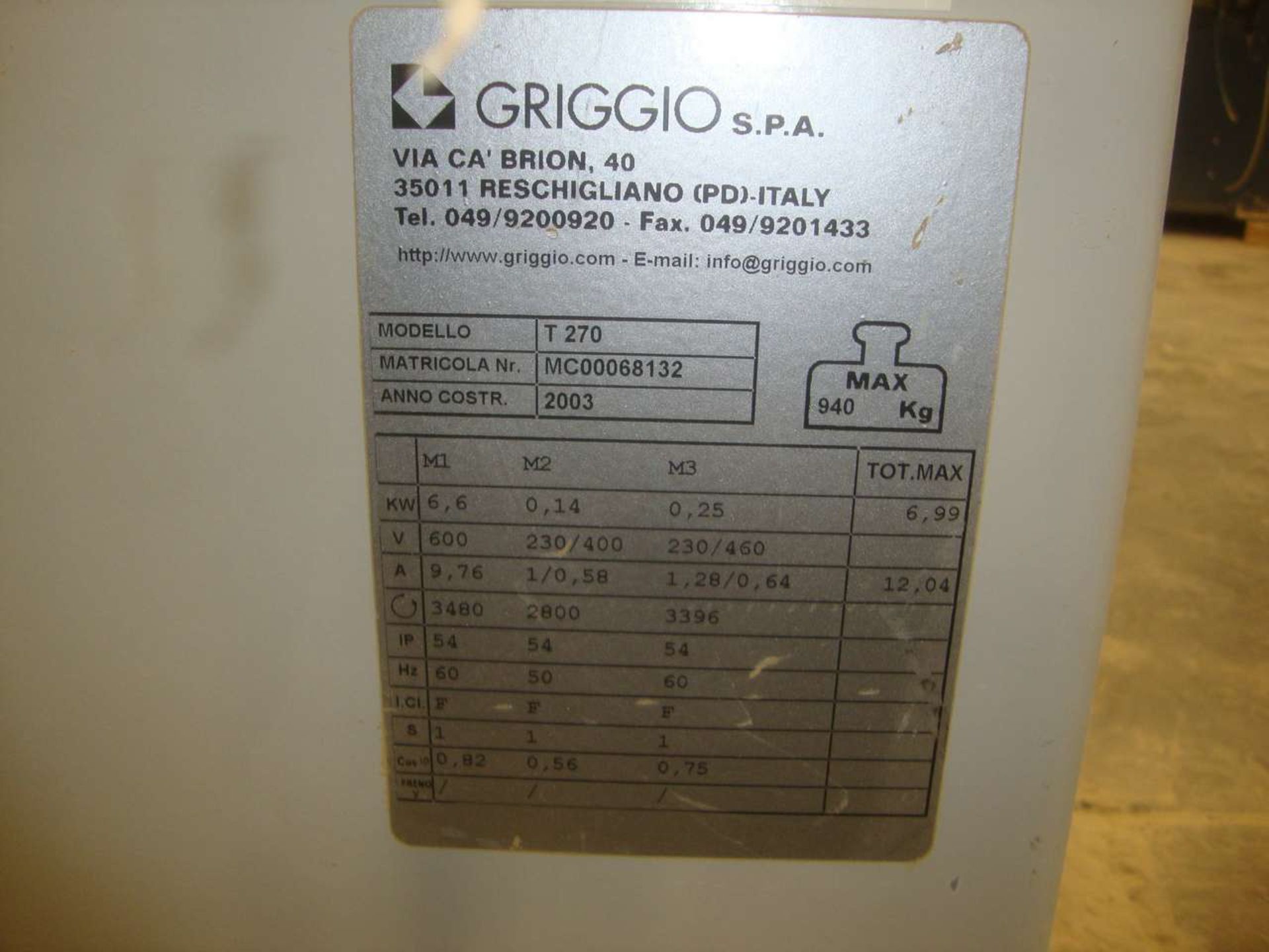 2003 Griggio T270 SINGLE HEAD SHAPER - Image 4 of 4