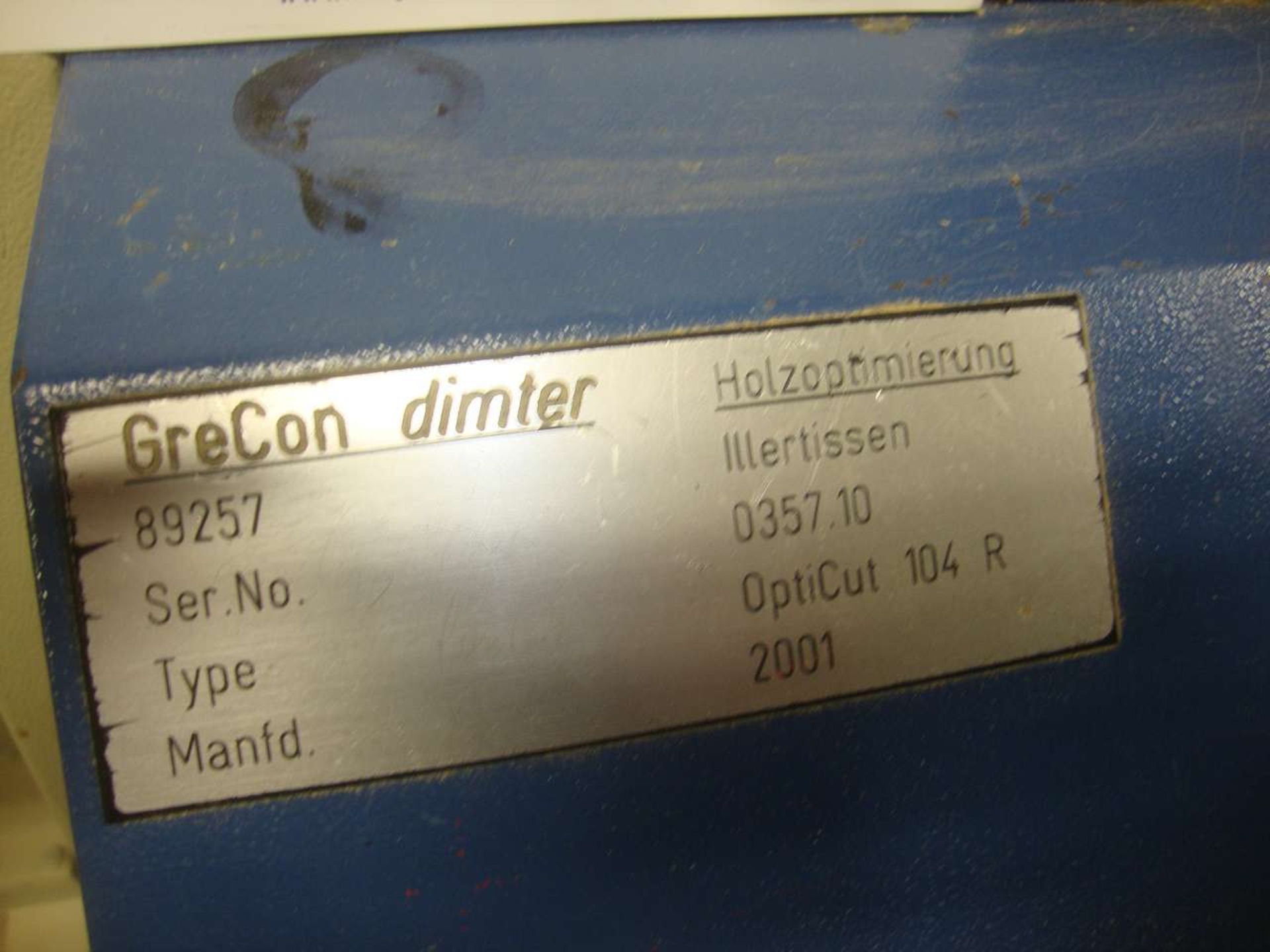 2001 GRECON DIMTER Opticut 104R Push feed OPTIMIZING CHOP SAW LINE, - Image 2 of 5